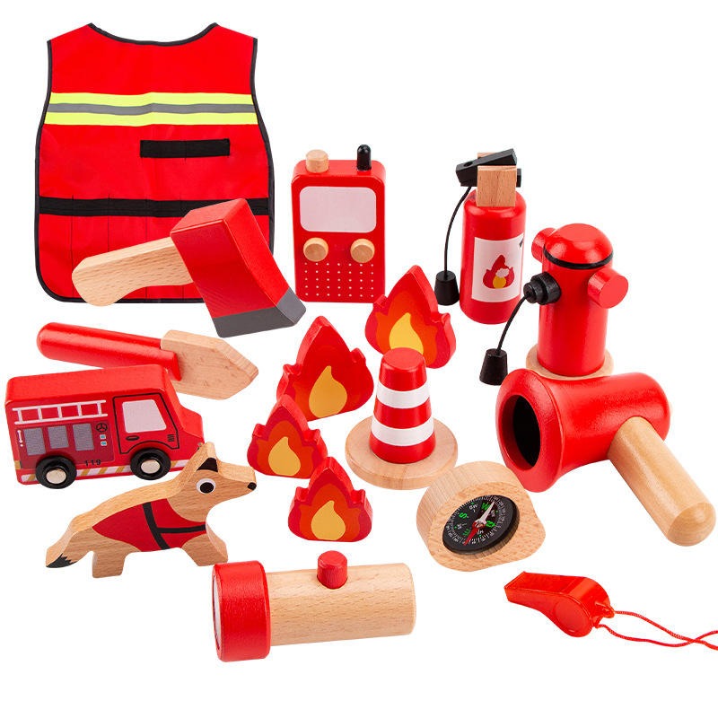 Wooden Fire Fighter Set For Kids