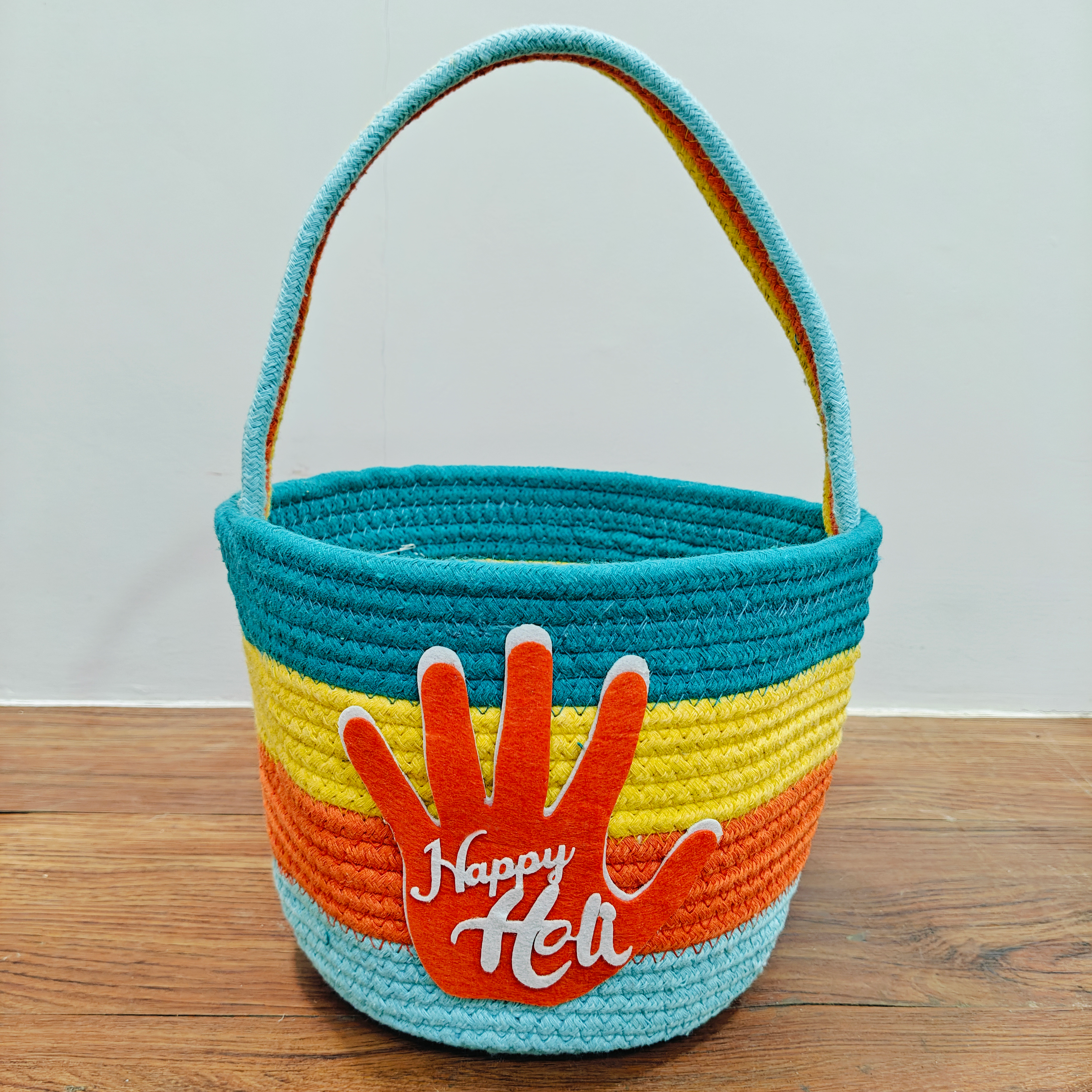 Jute Cotton Storage Basket - Holi Splash