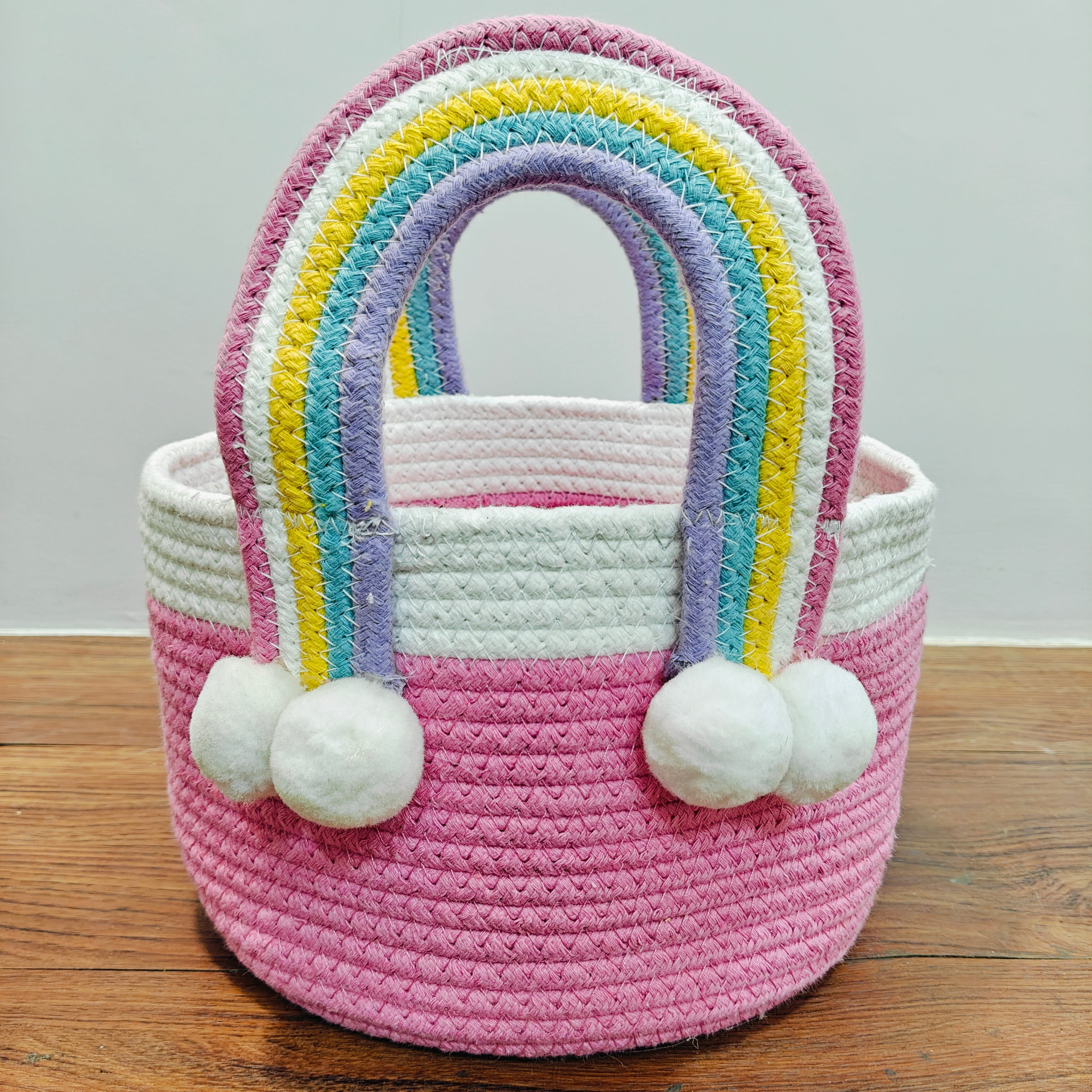Jute Cotton Storage Basket - Rainbow Radiance