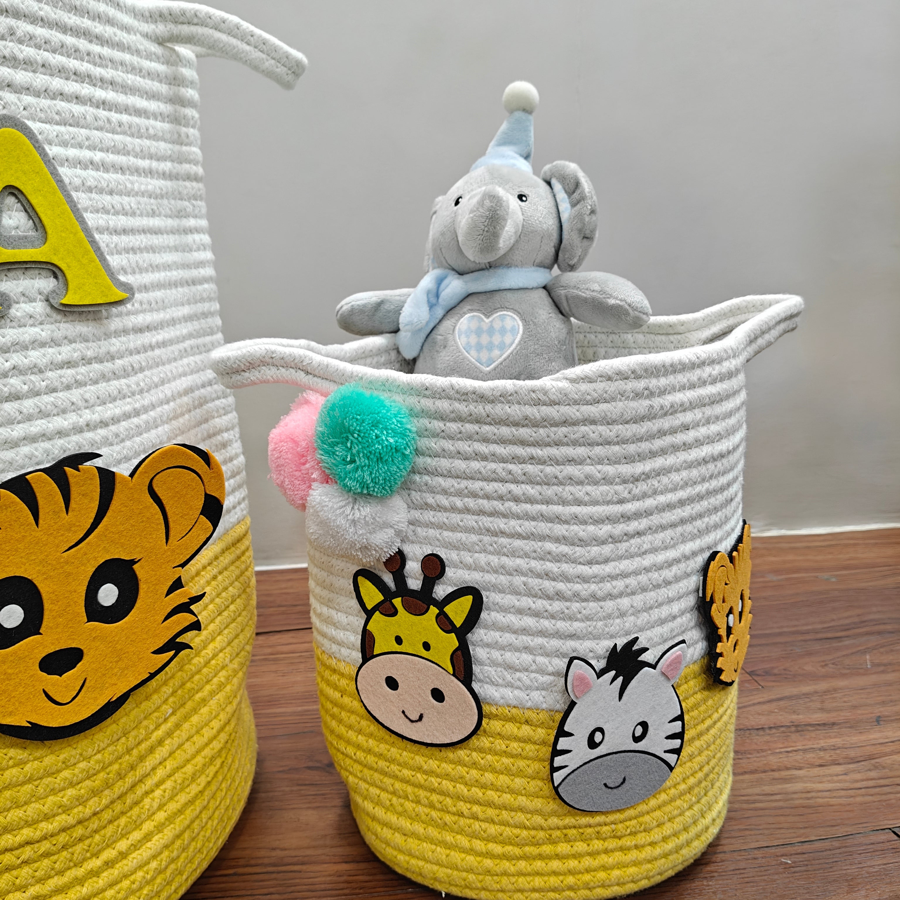 Jute Cotton Storage Basket - Lemon Roar