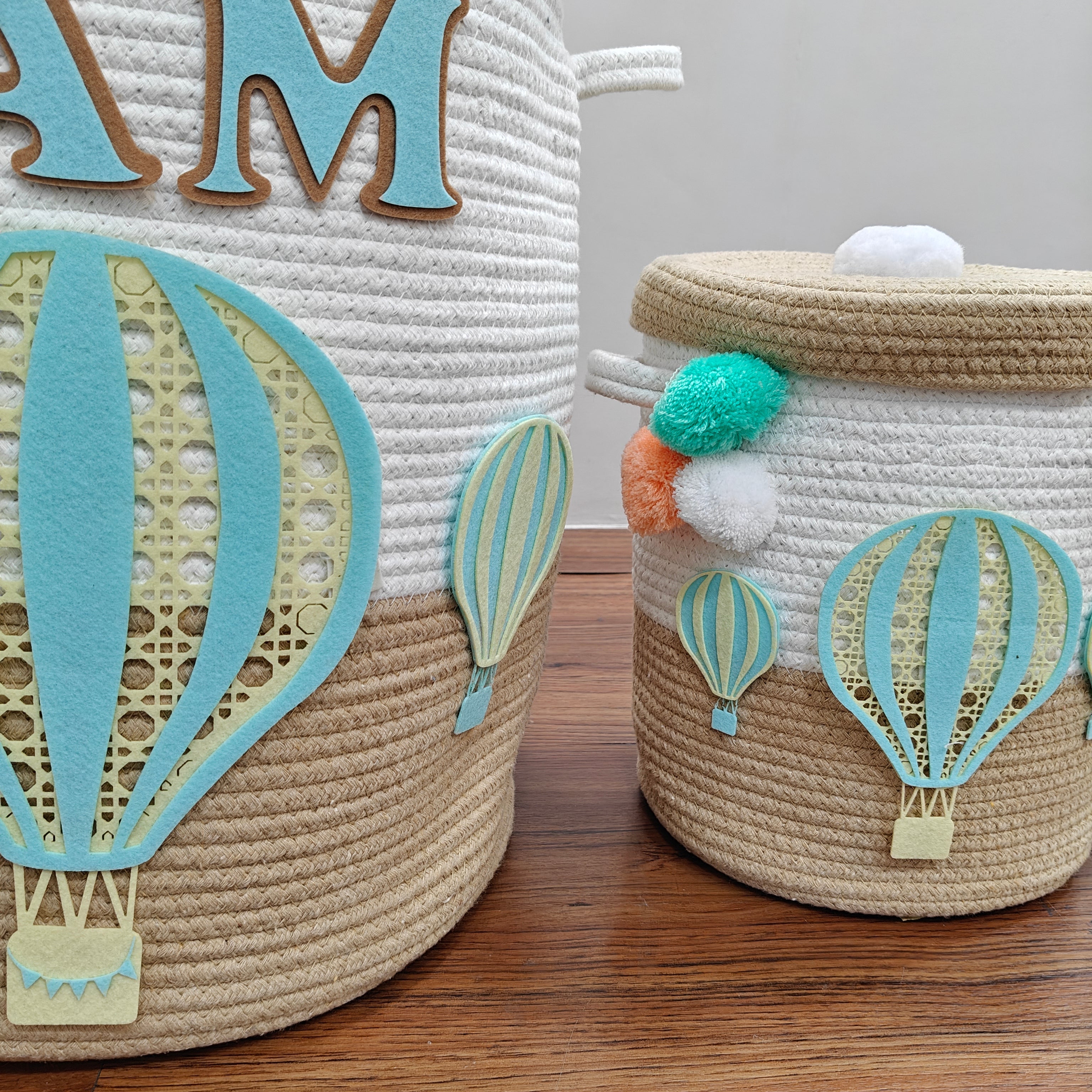 Jute Cotton Storage Basket with Lid - Toffee Drift