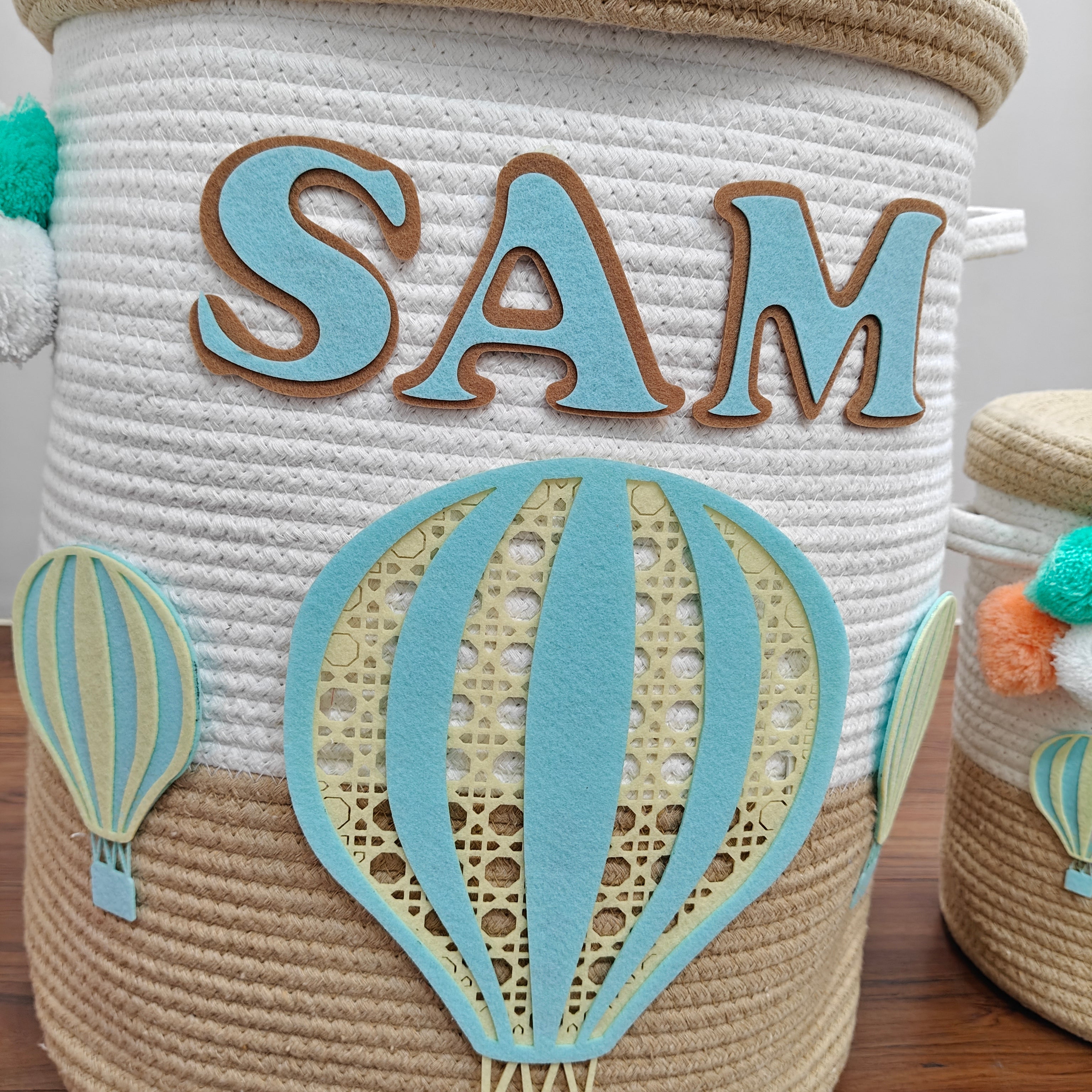 Jute Cotton Storage Basket with Lid - Toffee Drift