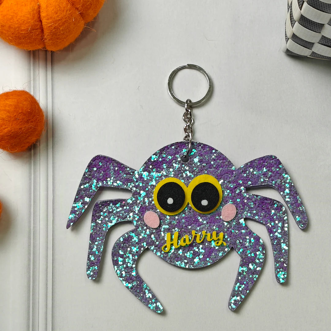 Personalised Halloween Keychain – Sparkle Spider