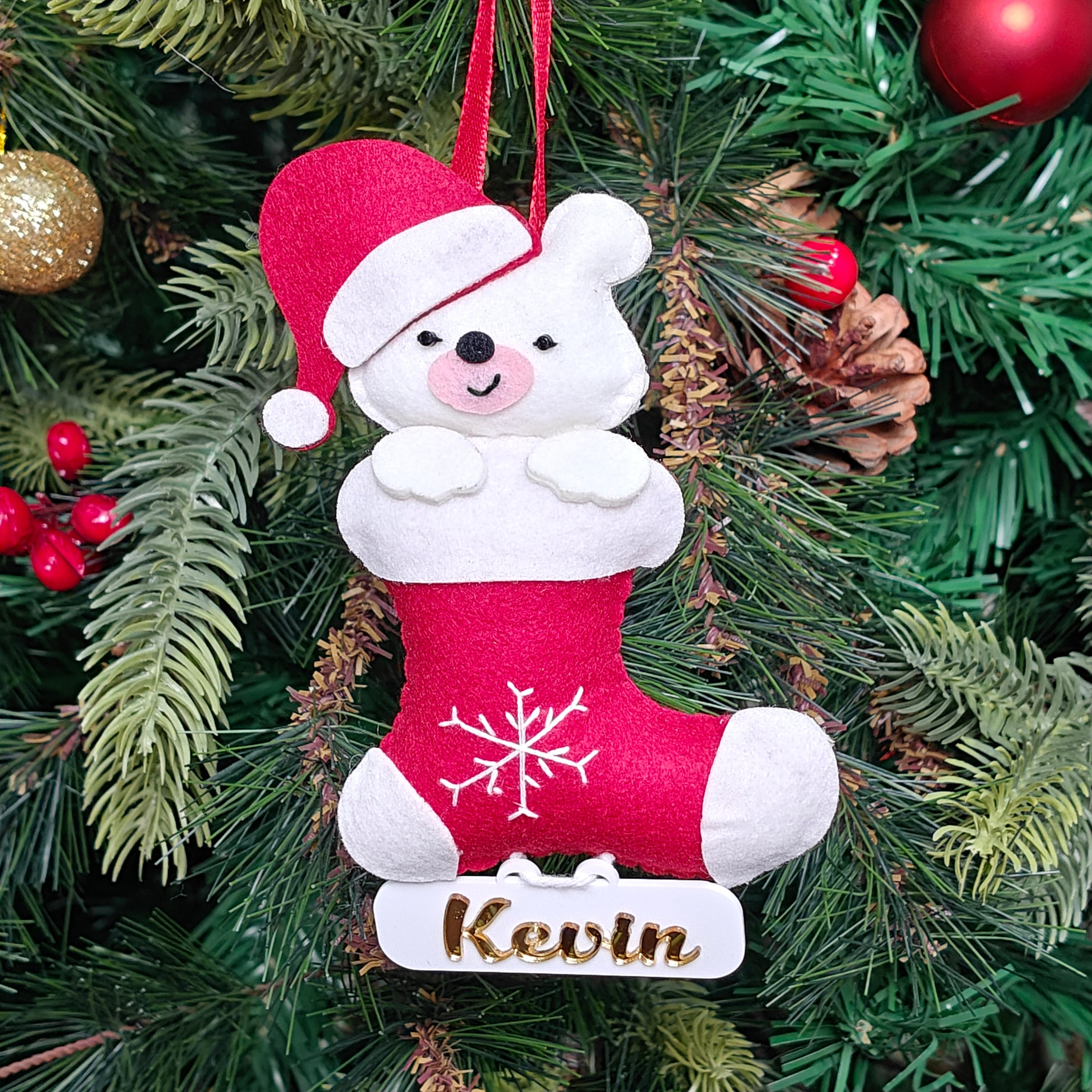 Snuggle Bear Stocking Ornament