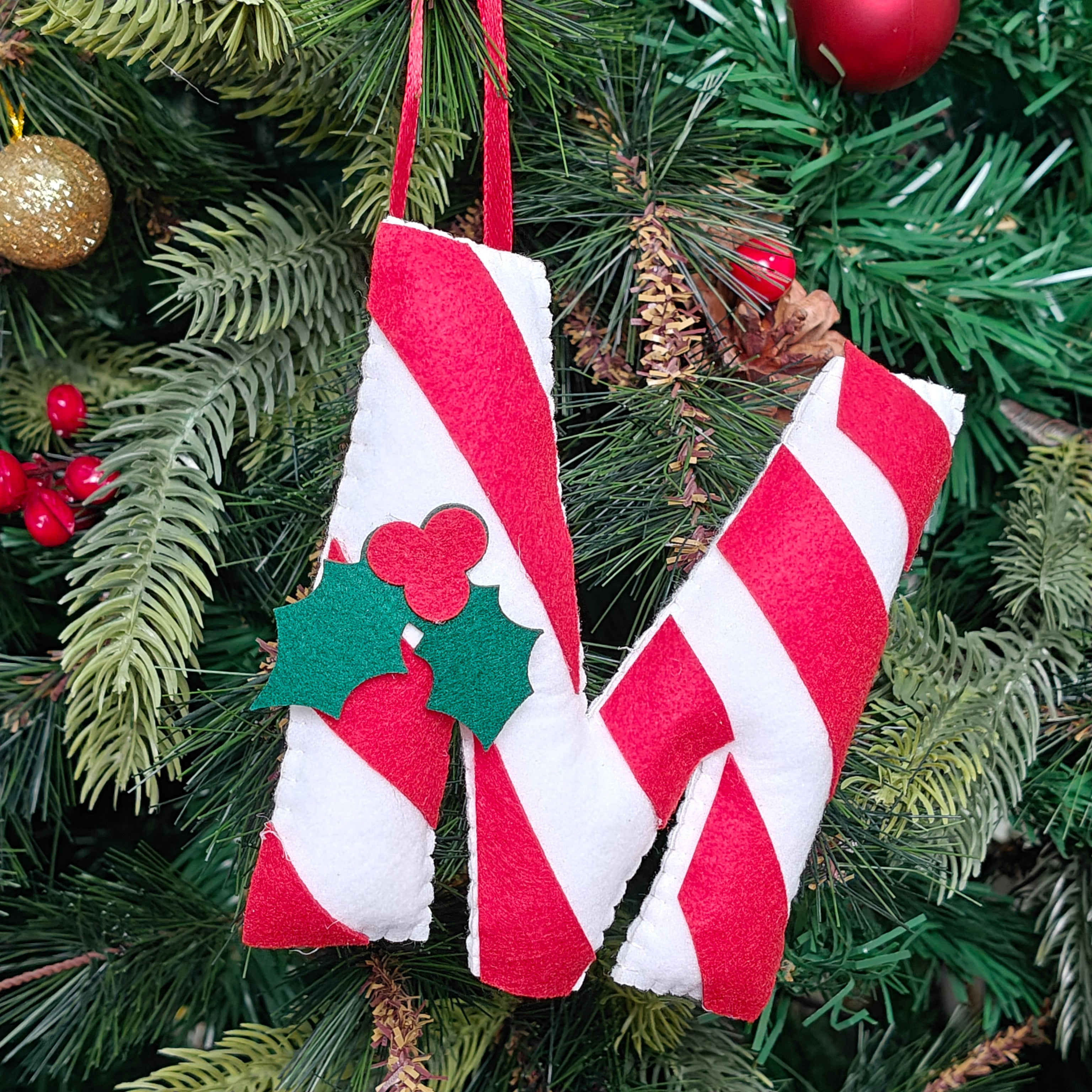 Candy Cane Monogram Ornament