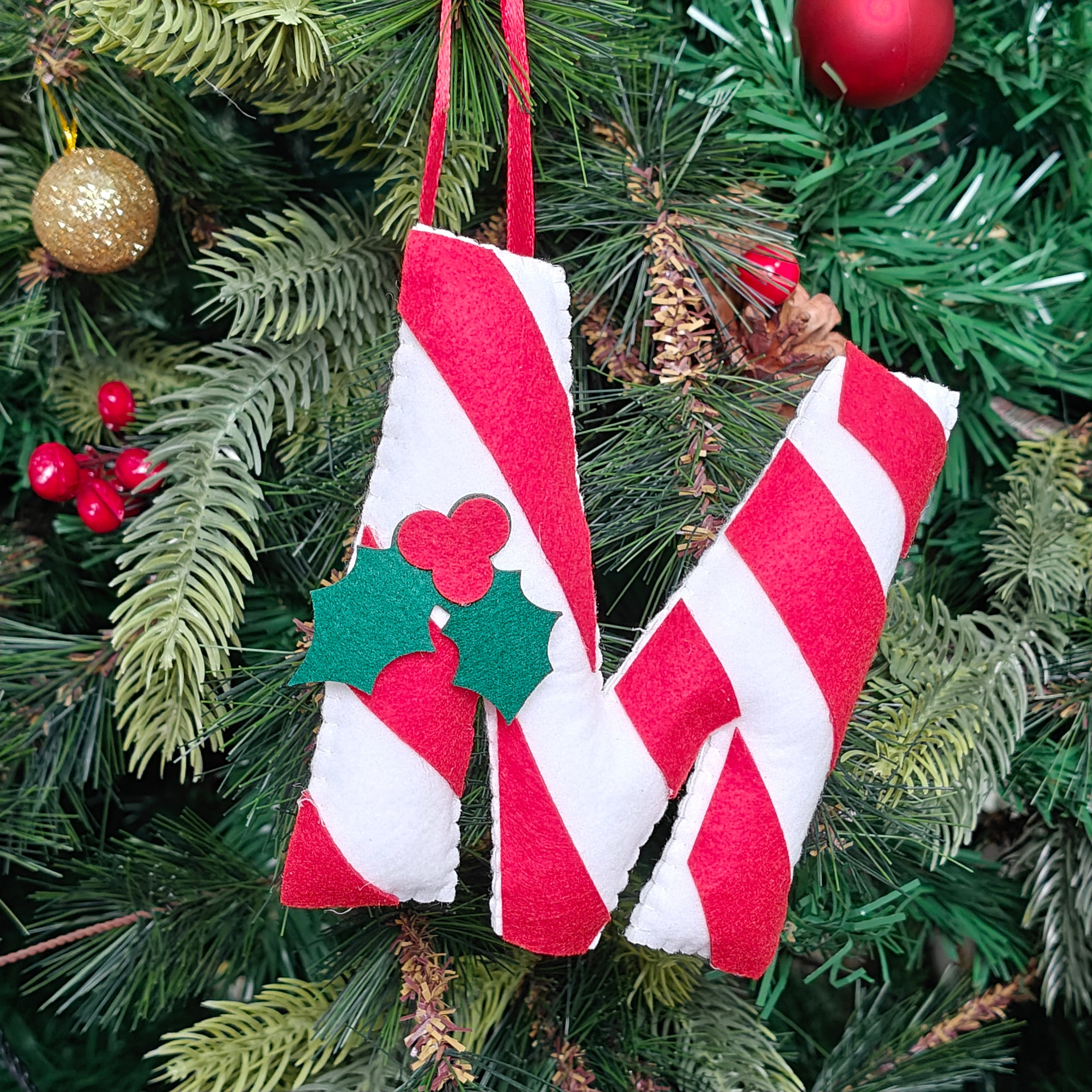 Candy Cane Monogram Ornament