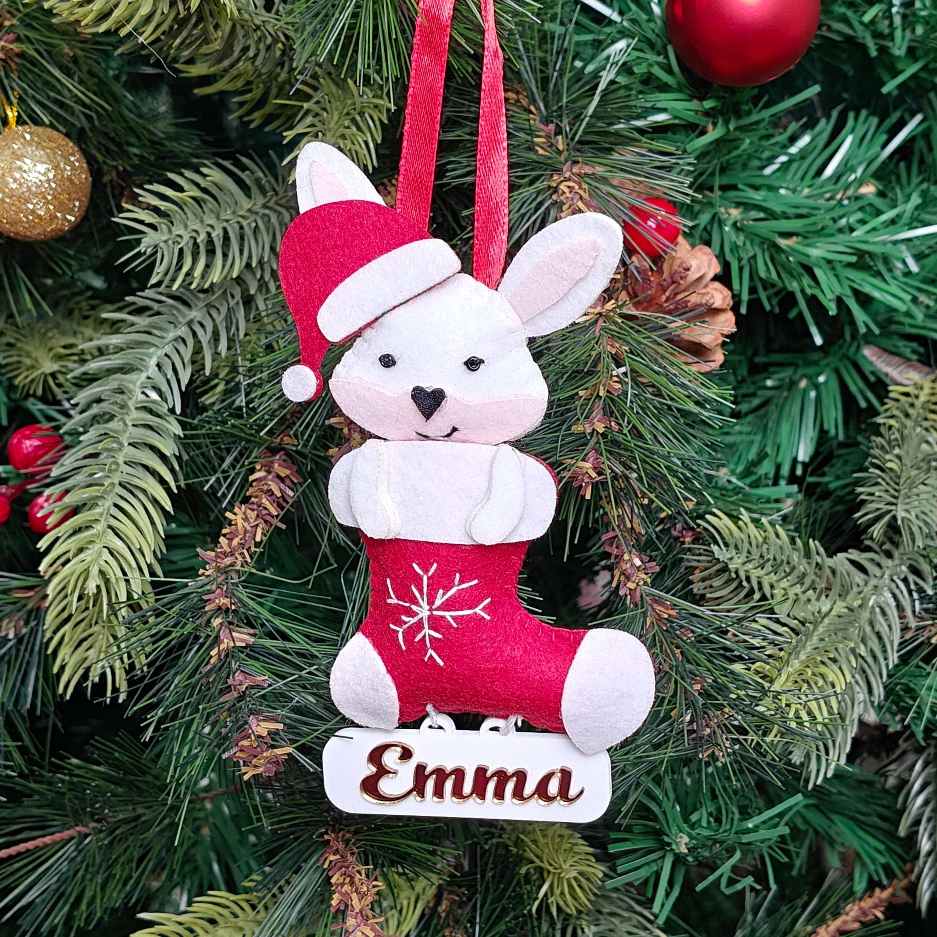 Jolly Bunny Stocking Ornament