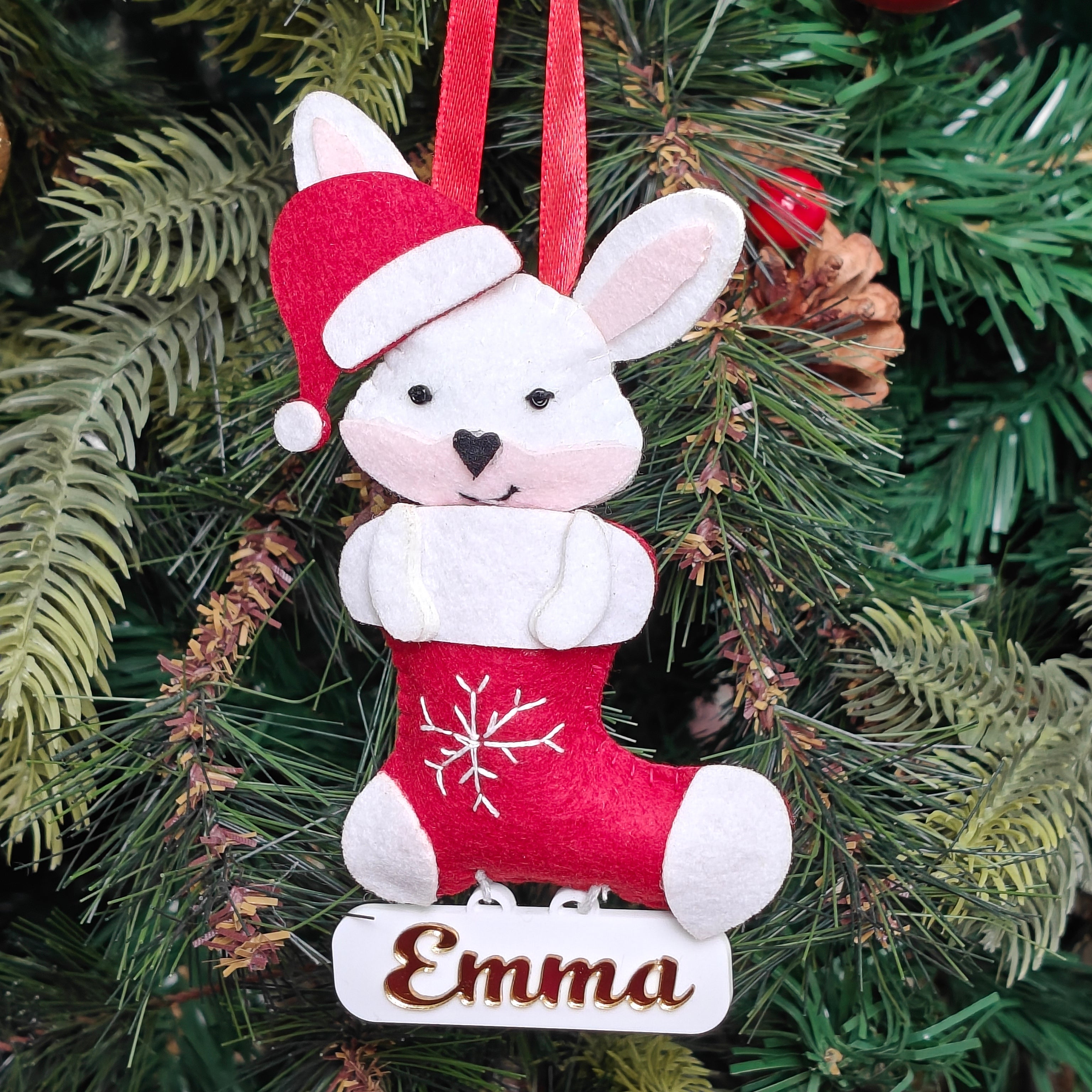 Jolly Bunny Stocking Ornament