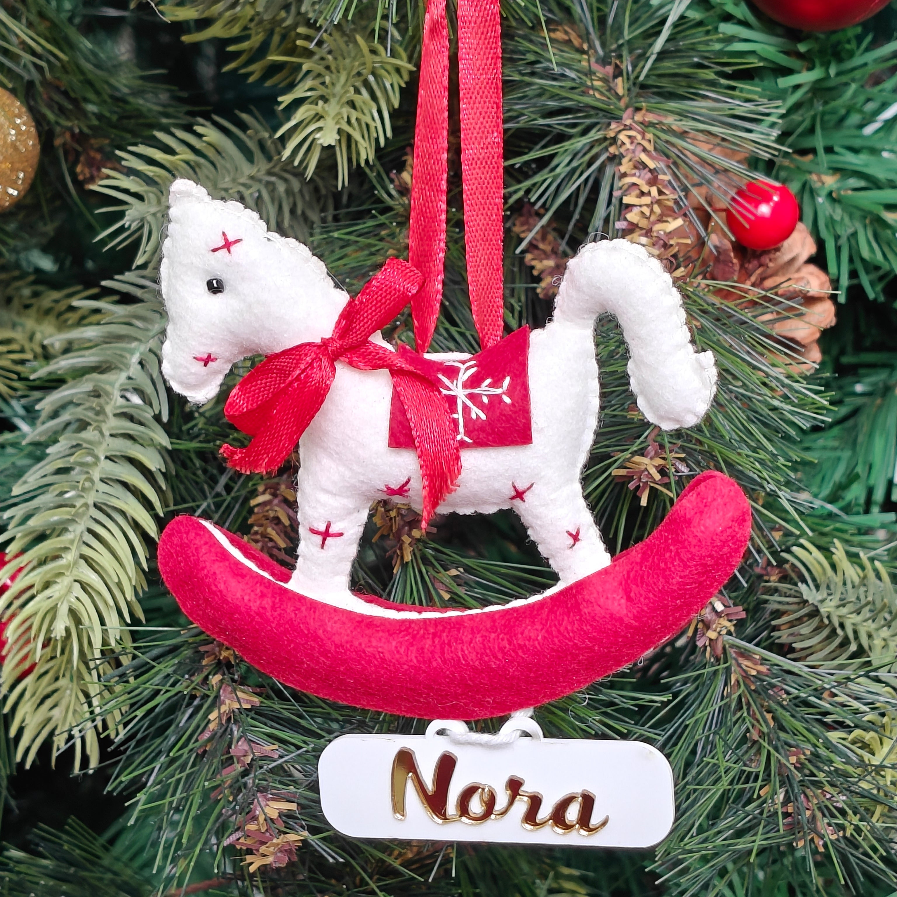 Snowy Rocking Horse Ornament