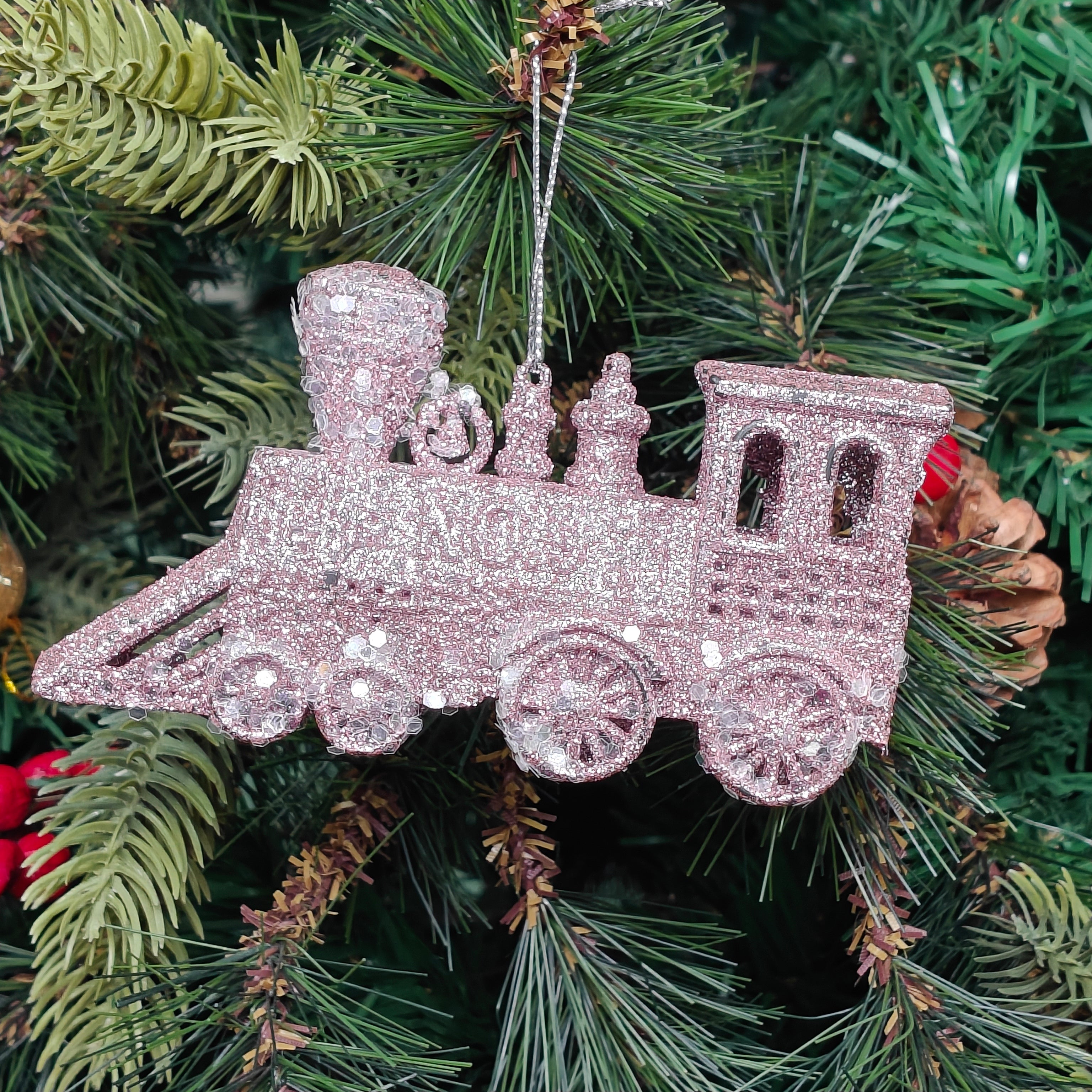 Blush Glitter Train Ornament