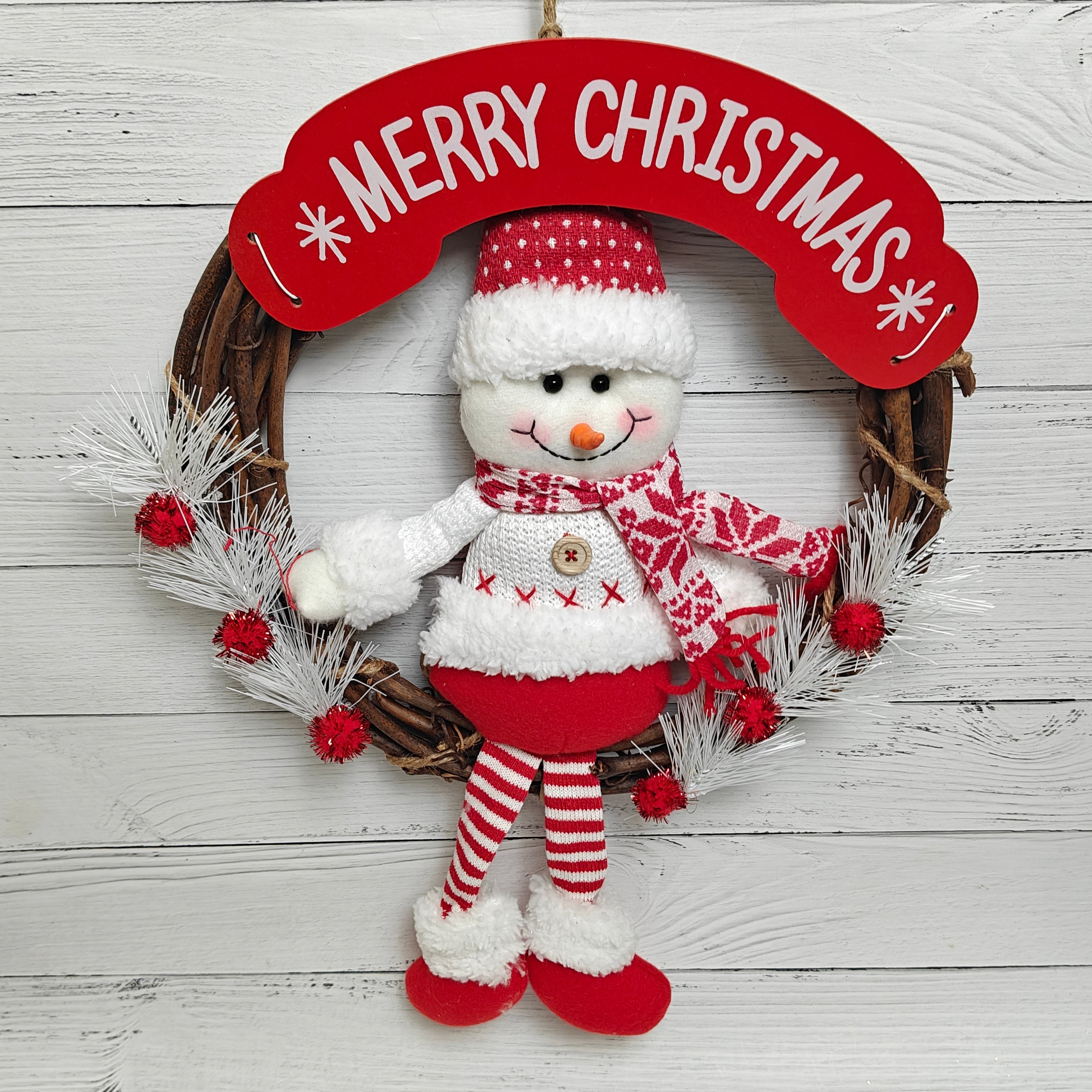 Frosted Joy Wreath - Snowman