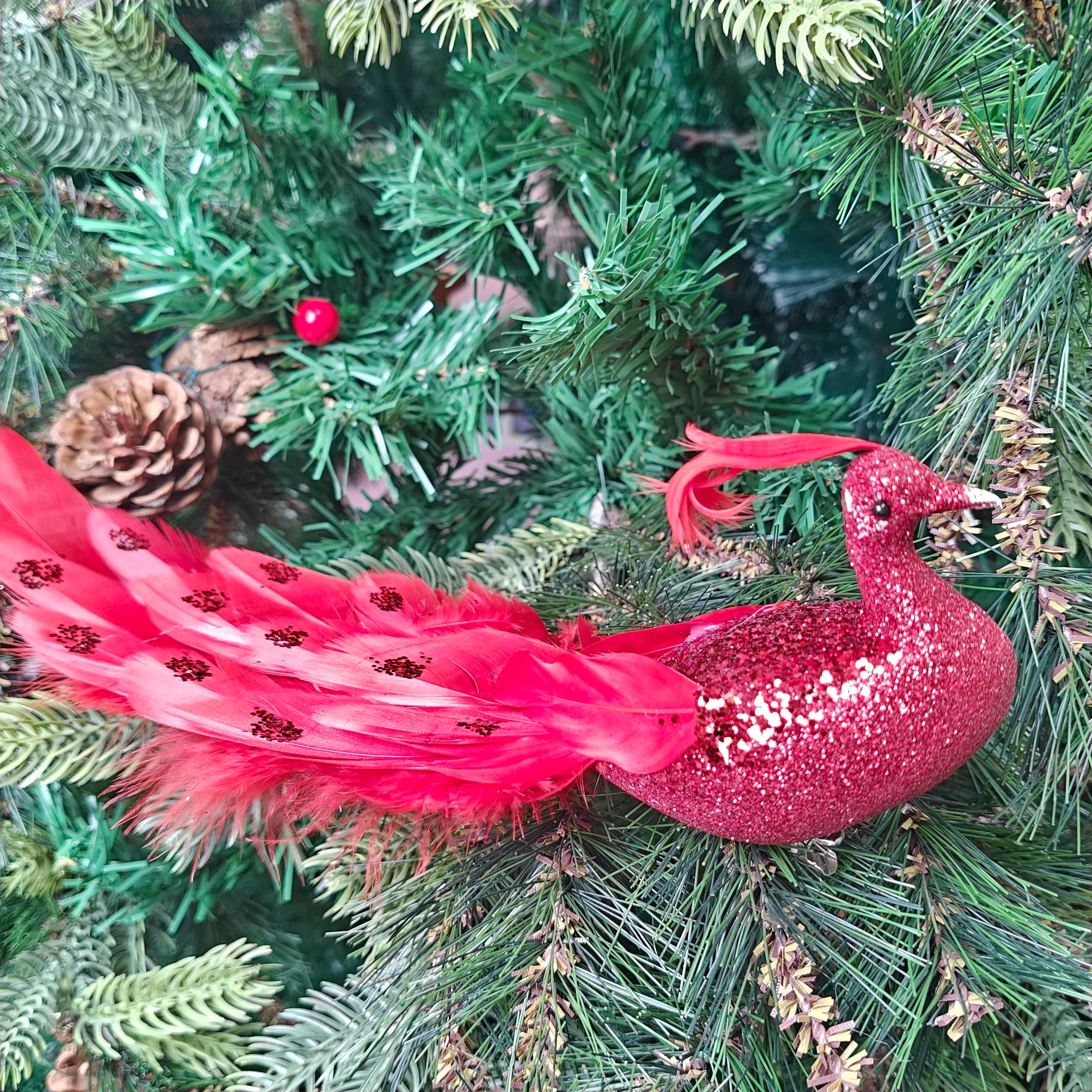 Feather Luxe Clip-On Peacock Ornament - Set of 3