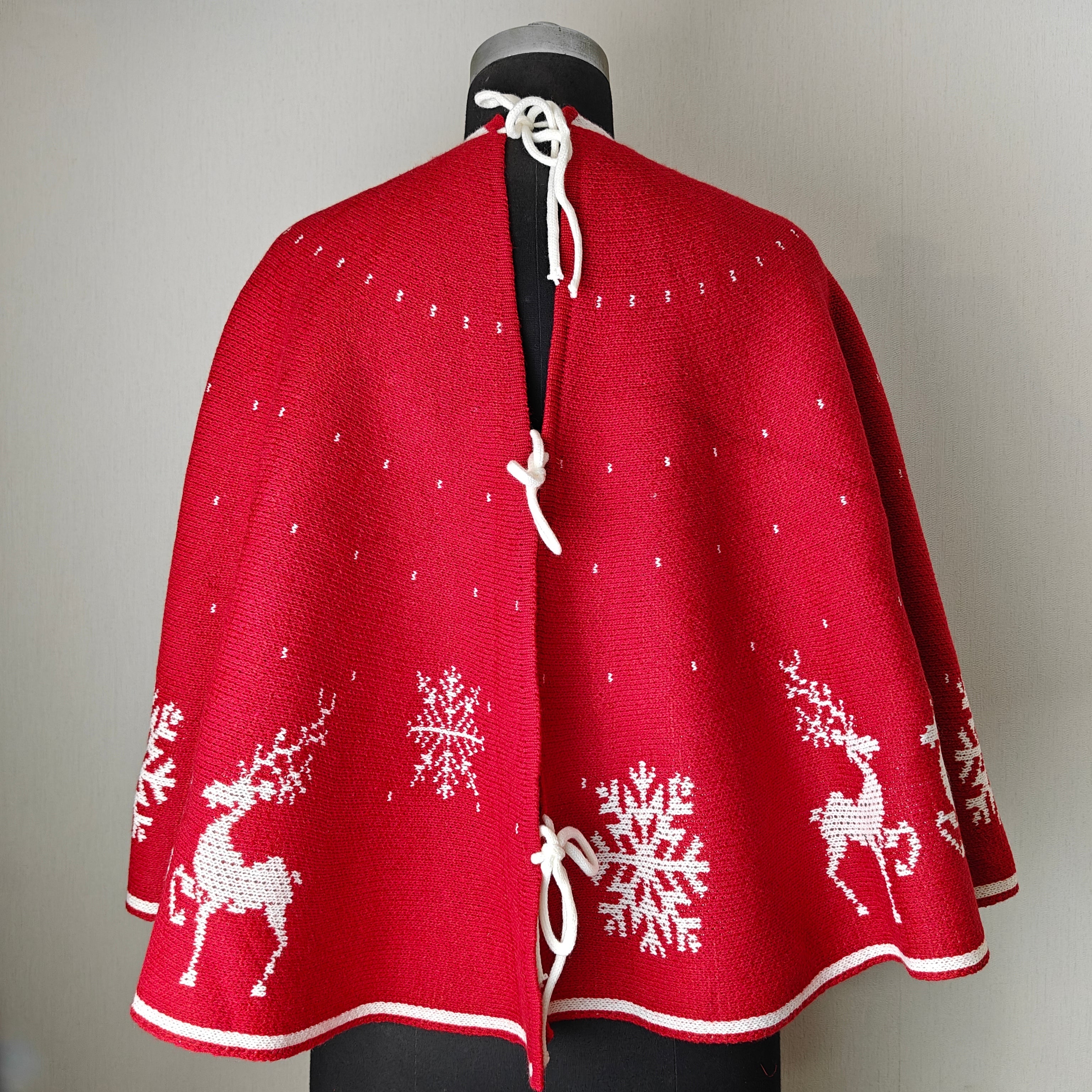 50" Tree Skirt-to-Cape- Snowy Scandinavian Knit