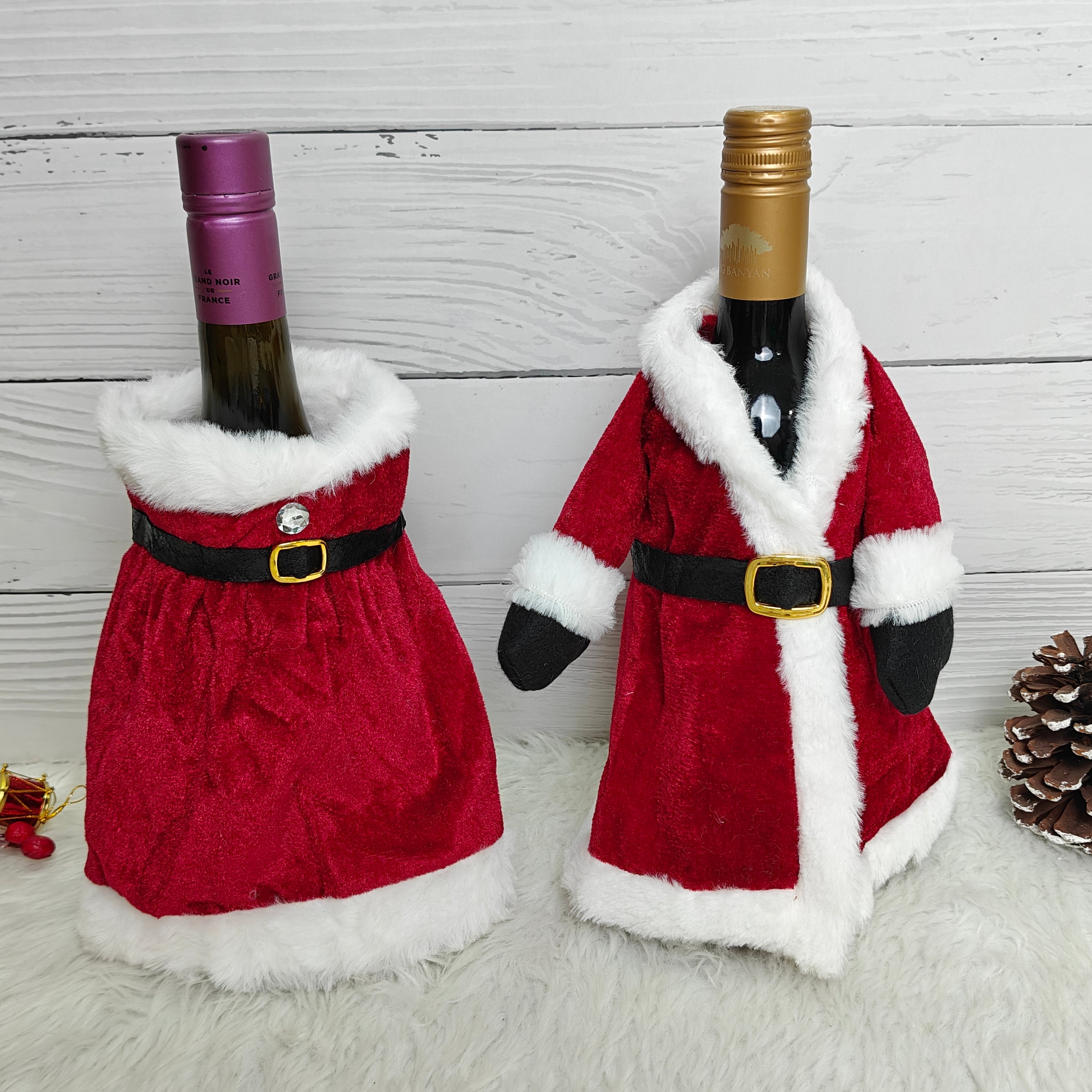 Mr & Mrs. Santa Wine Bottle Covers - Set of 2