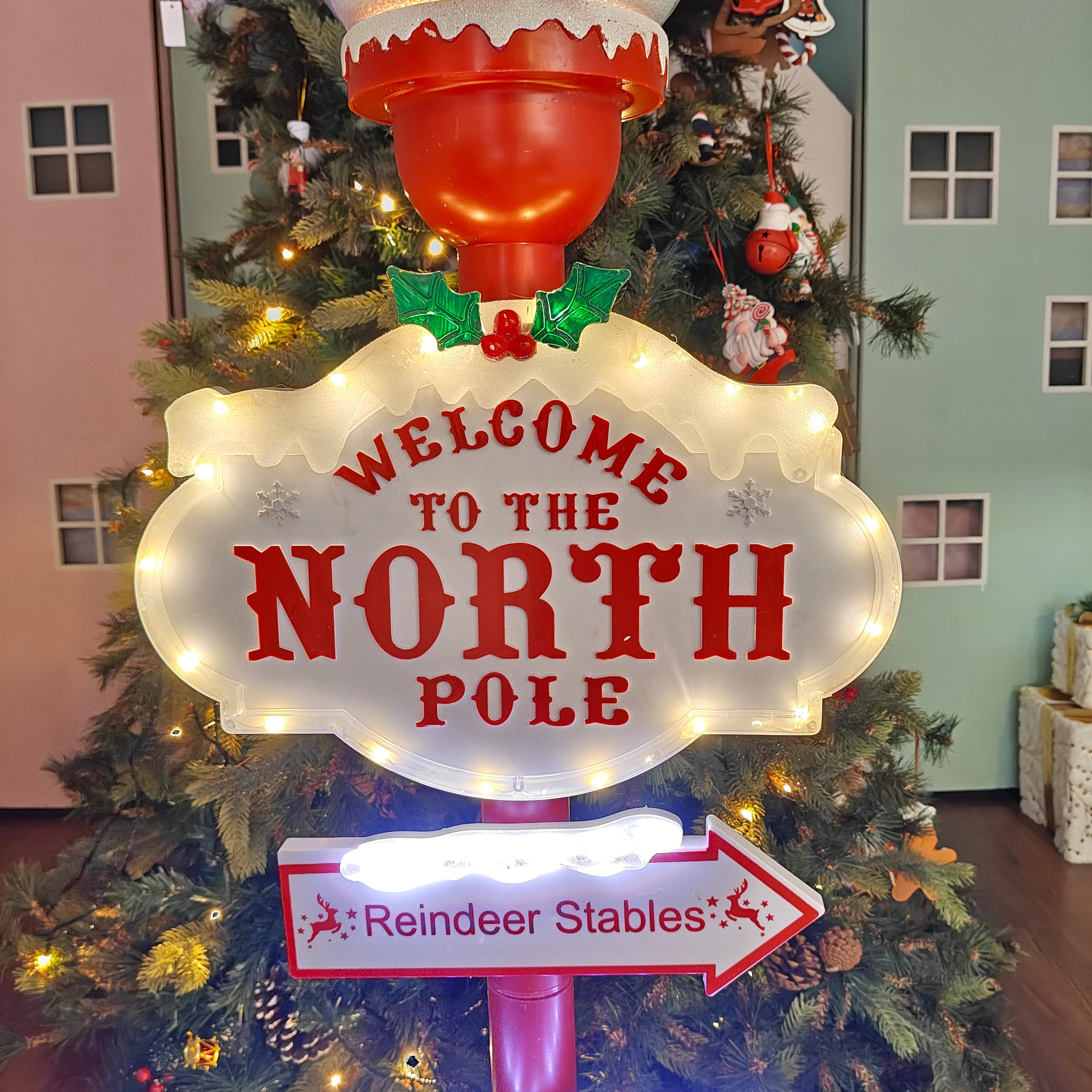 Light-Up North Pole Signpost
