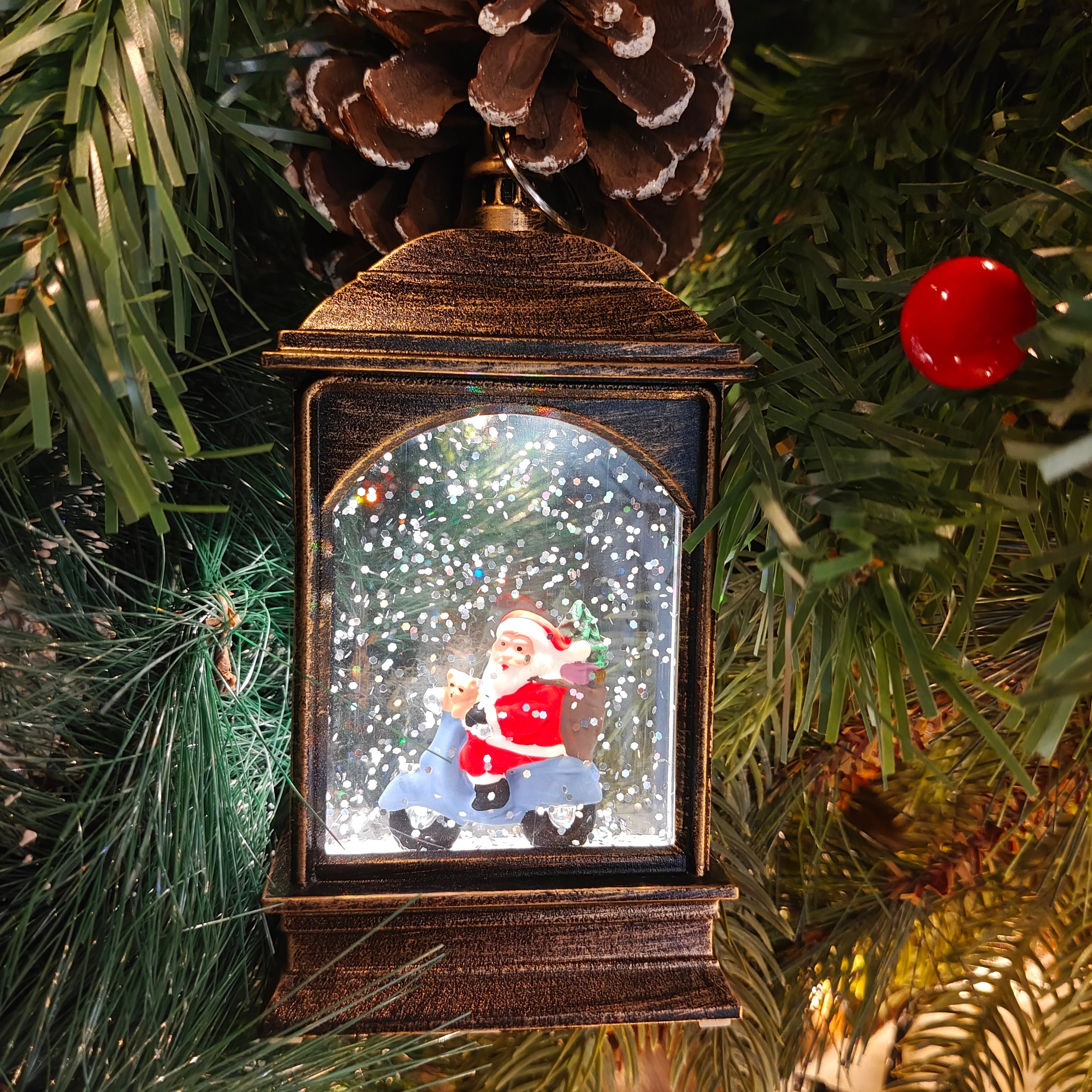 Light-Up Santa Scooter Lantern