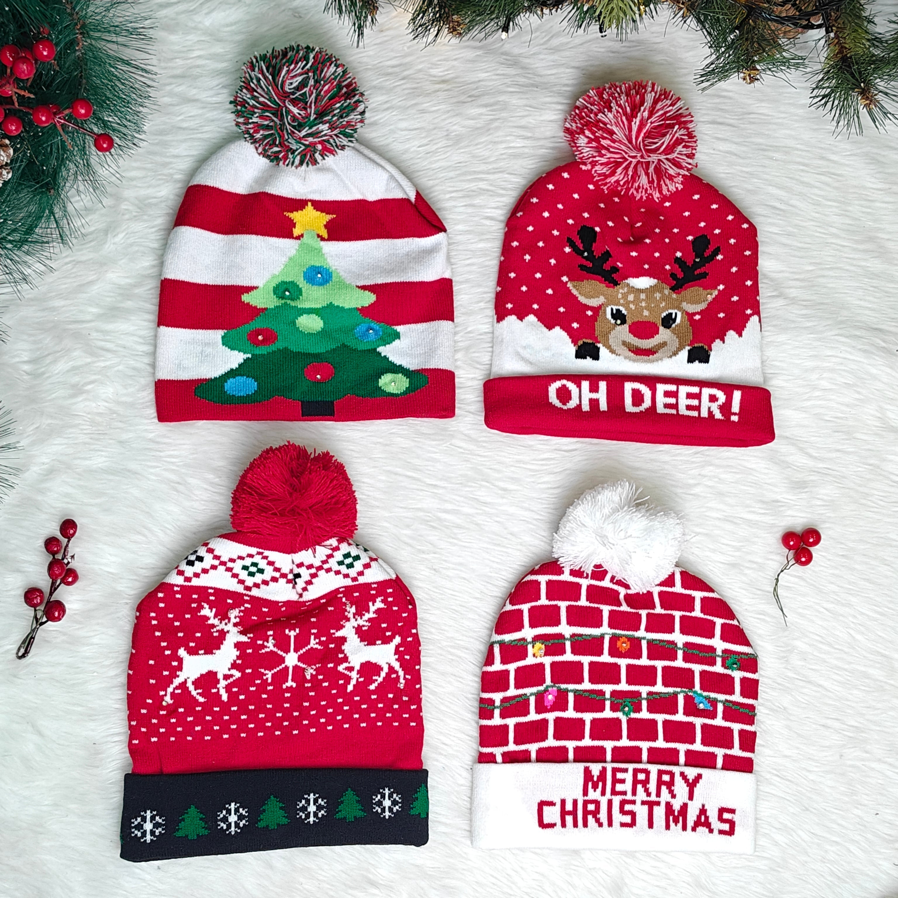 Twinkling Tree Knit LED Beanie