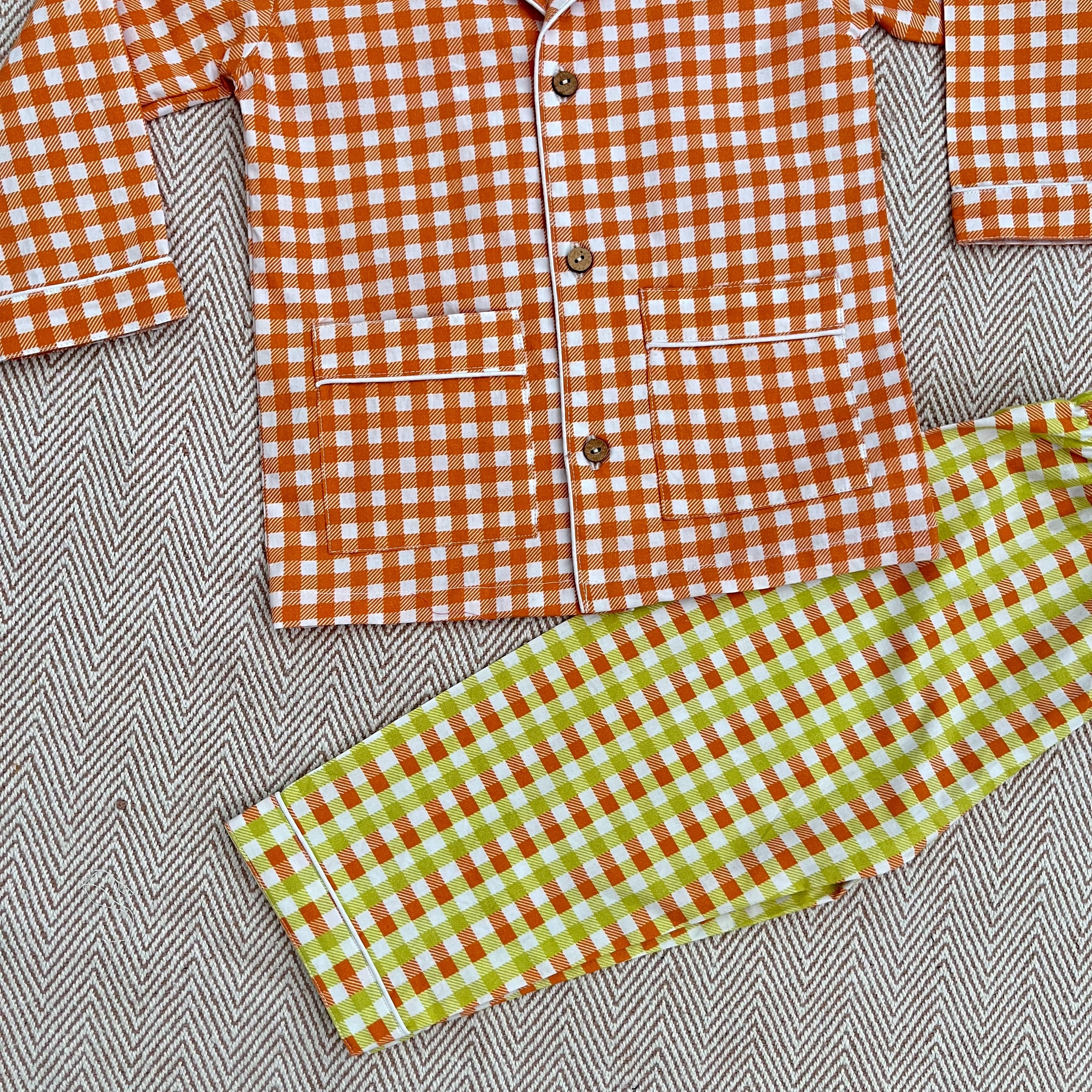 Organic Cotton Orange Checks Night Suit