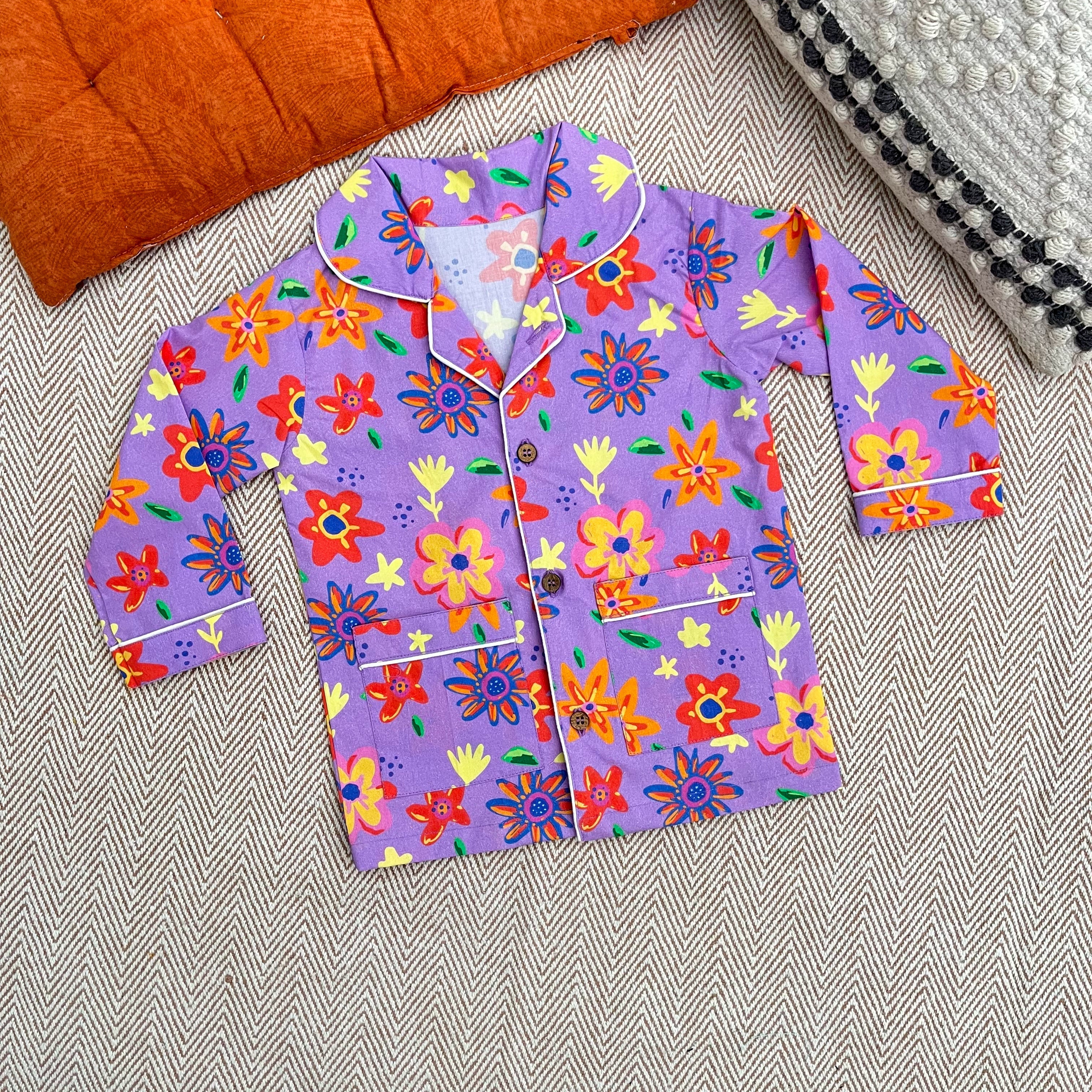 Organic Cotton Purple Floral Night Suit
