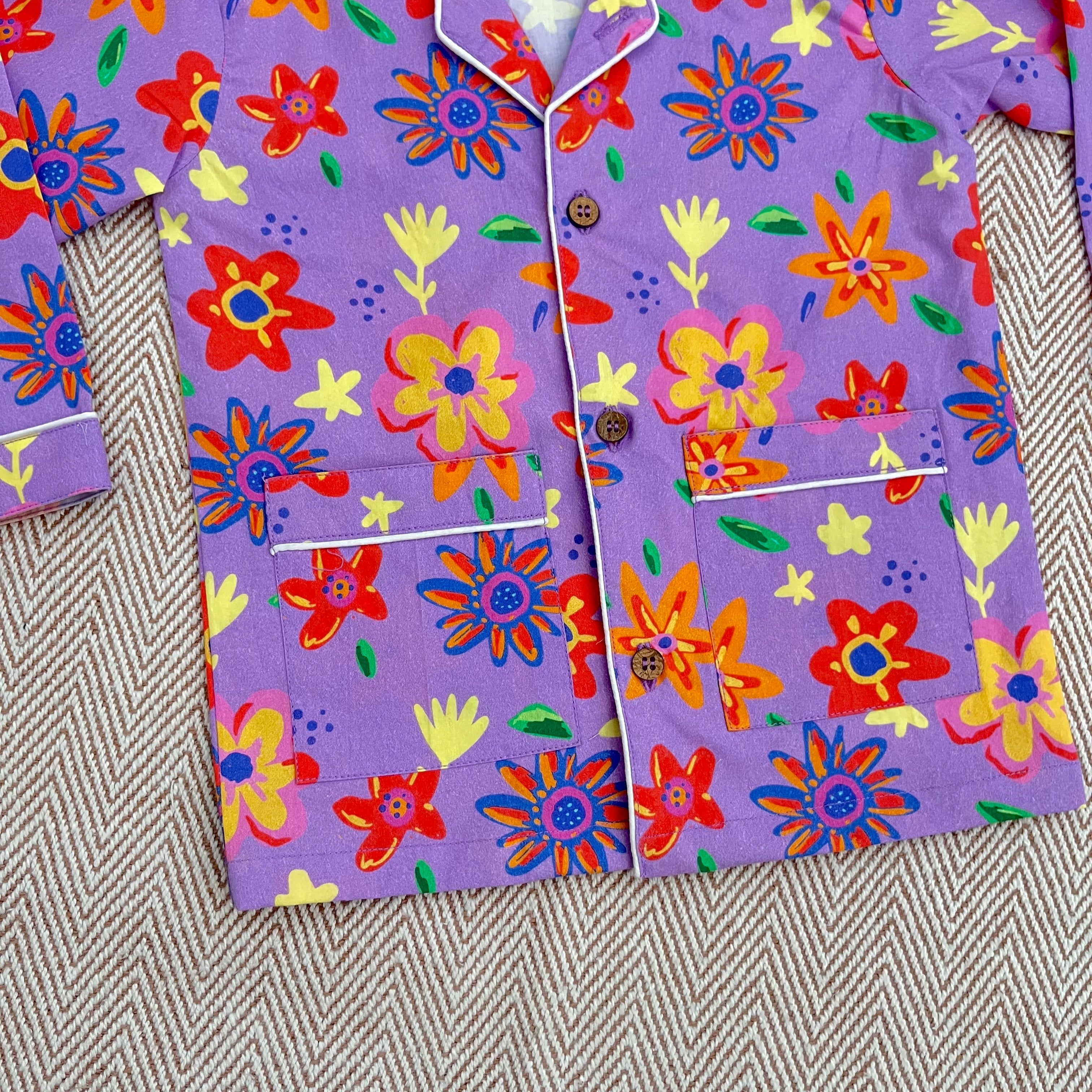 Organic Cotton Purple Floral Night Suit