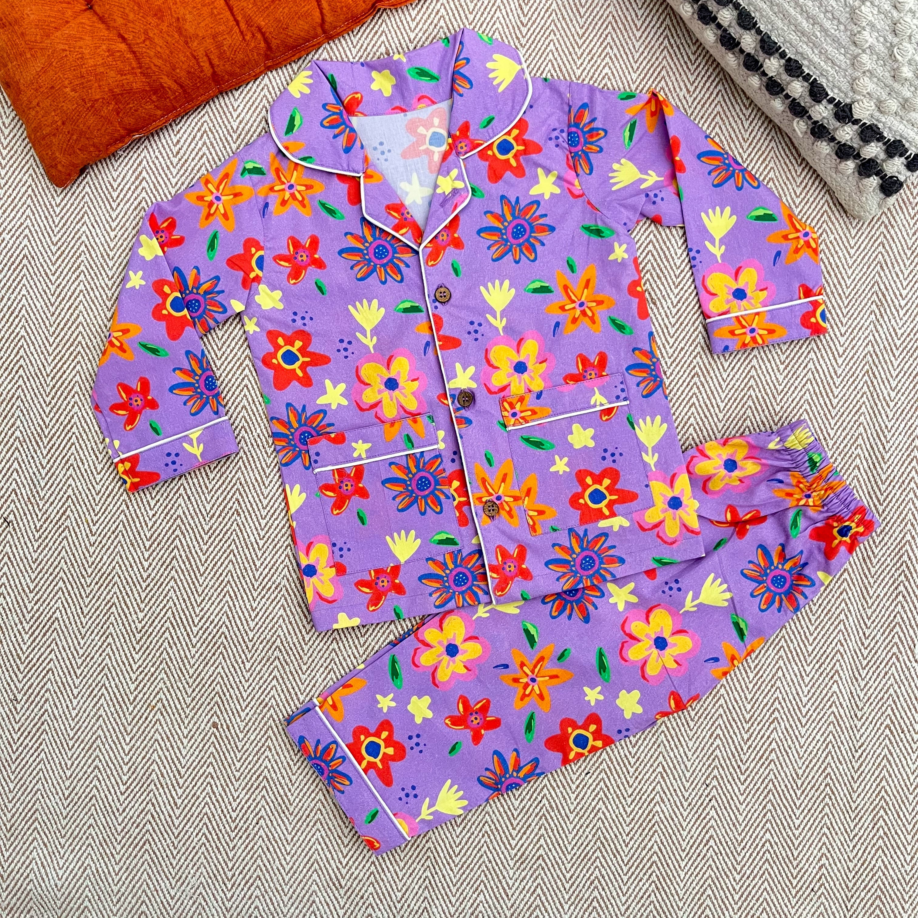 Organic Cotton Purple Floral Night Suit