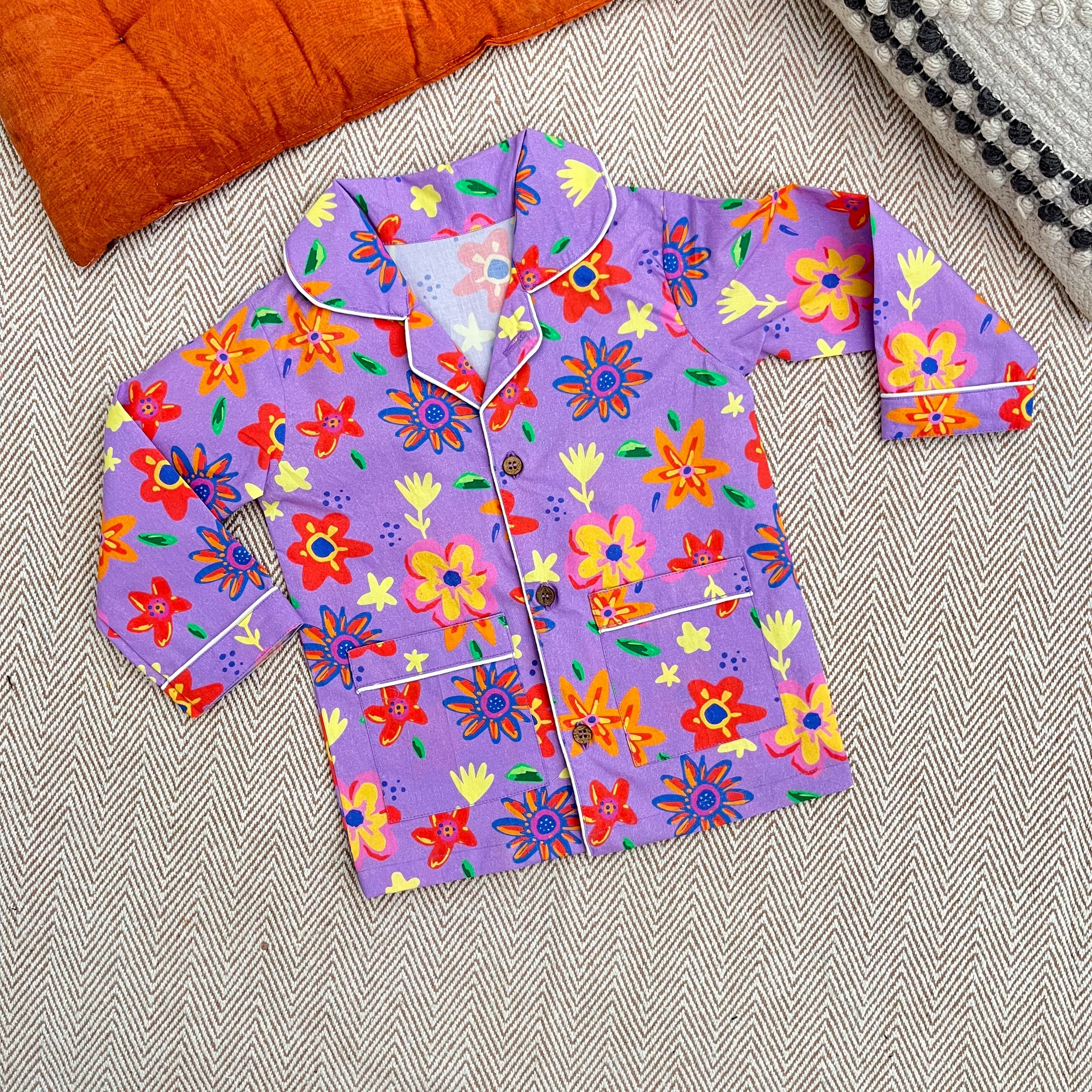 Organic Cotton Purple Floral Night Suit