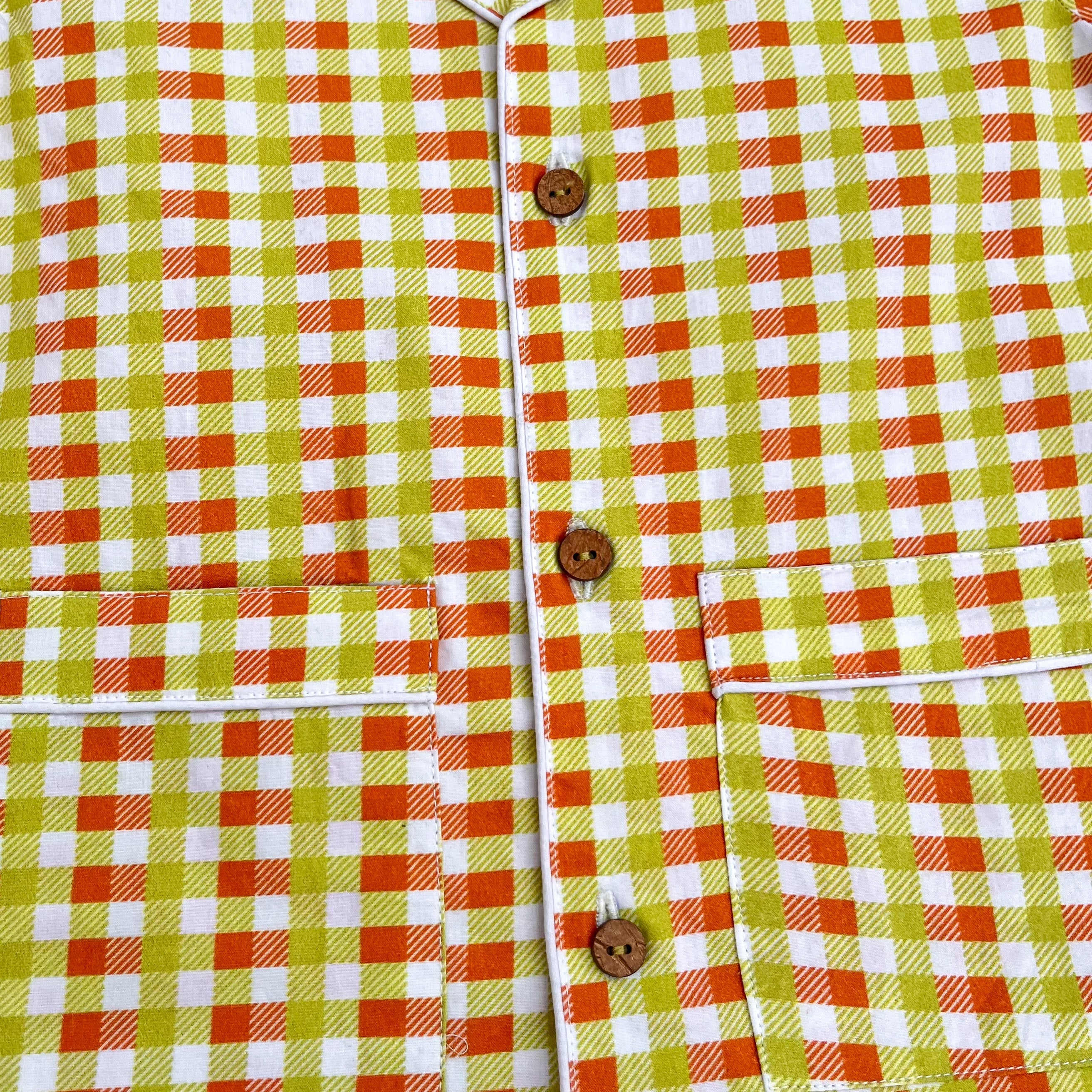 Organic Cotton Orange Green Checks Night Suit