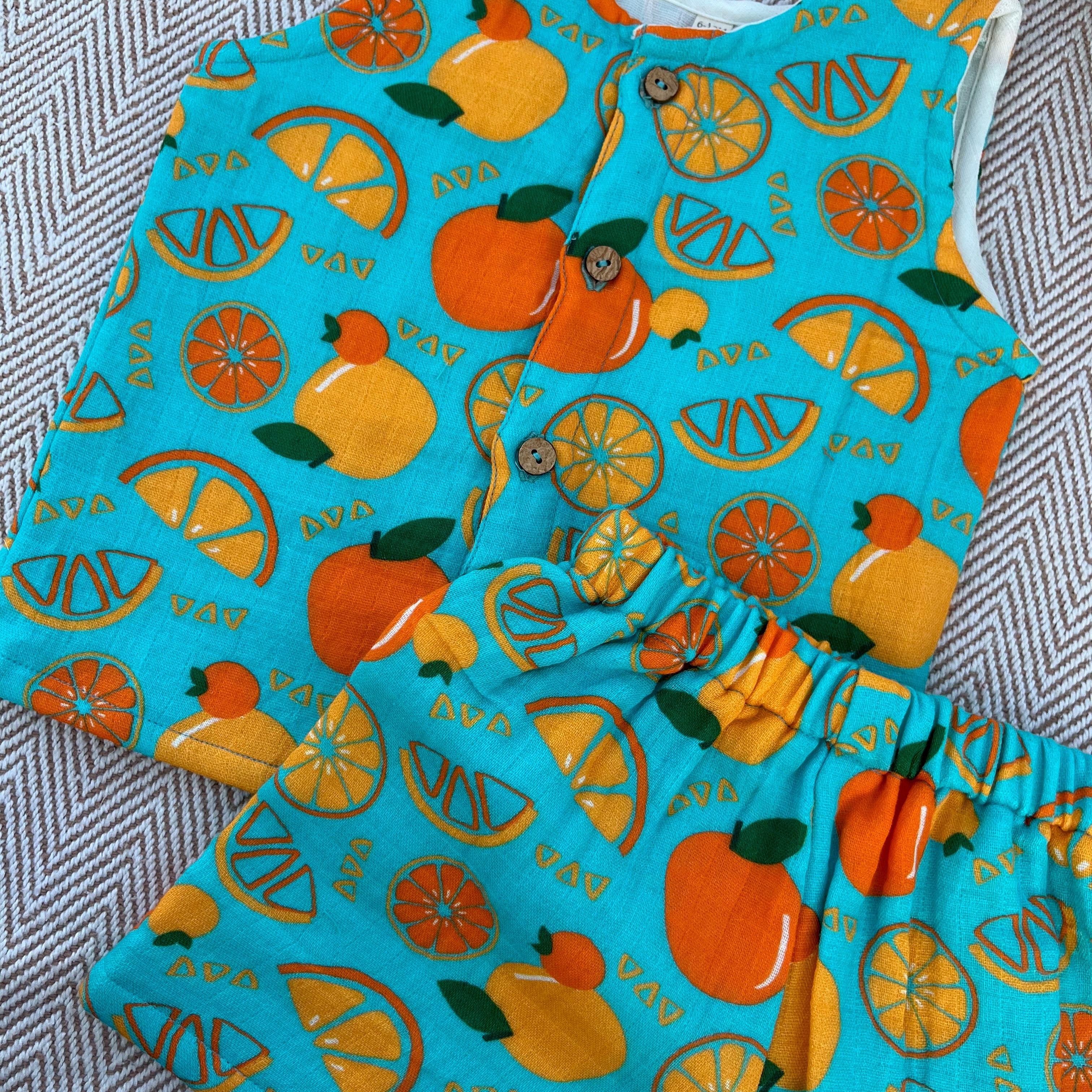 Dancing Oranges Muslin Set