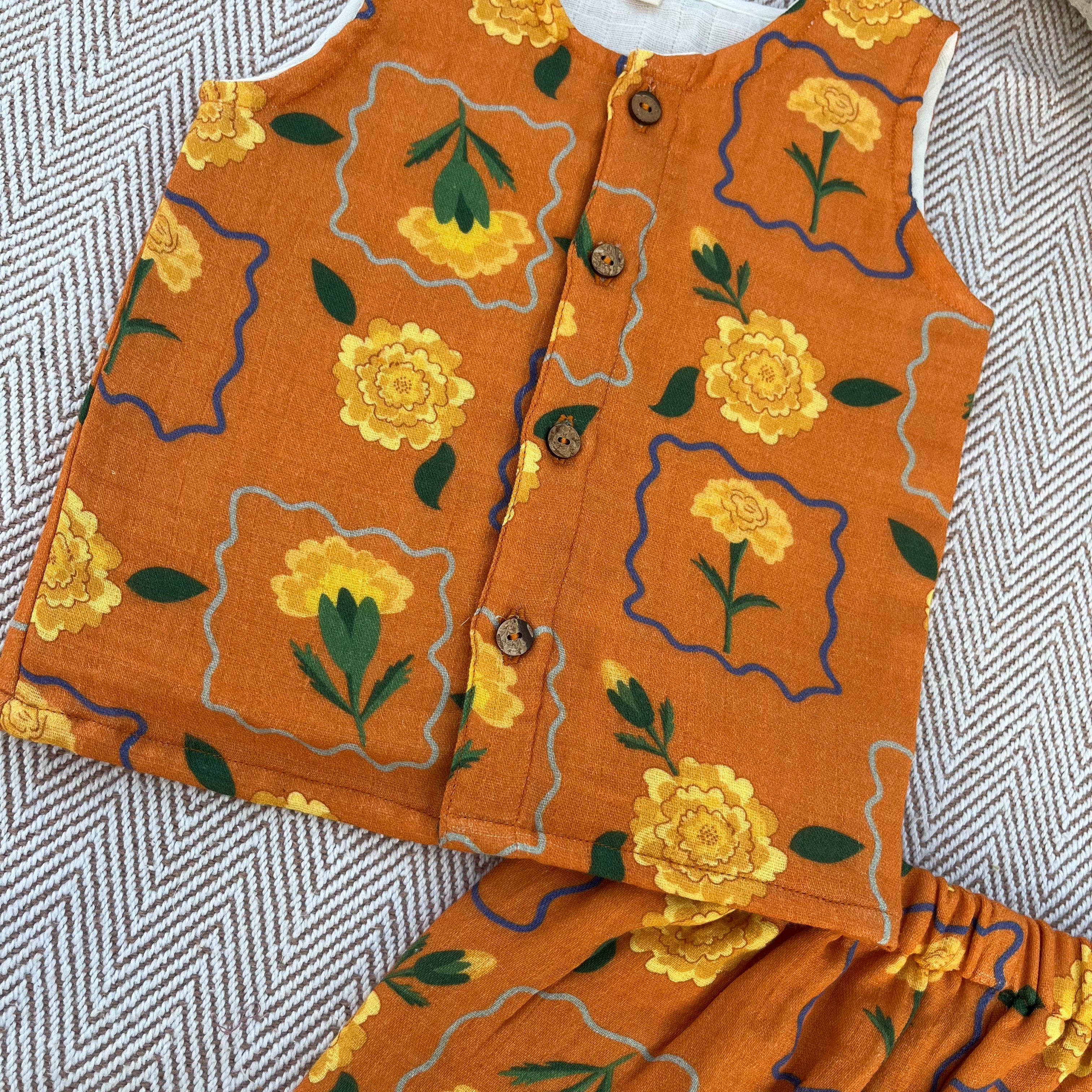 Marigold Orange Muslin Set