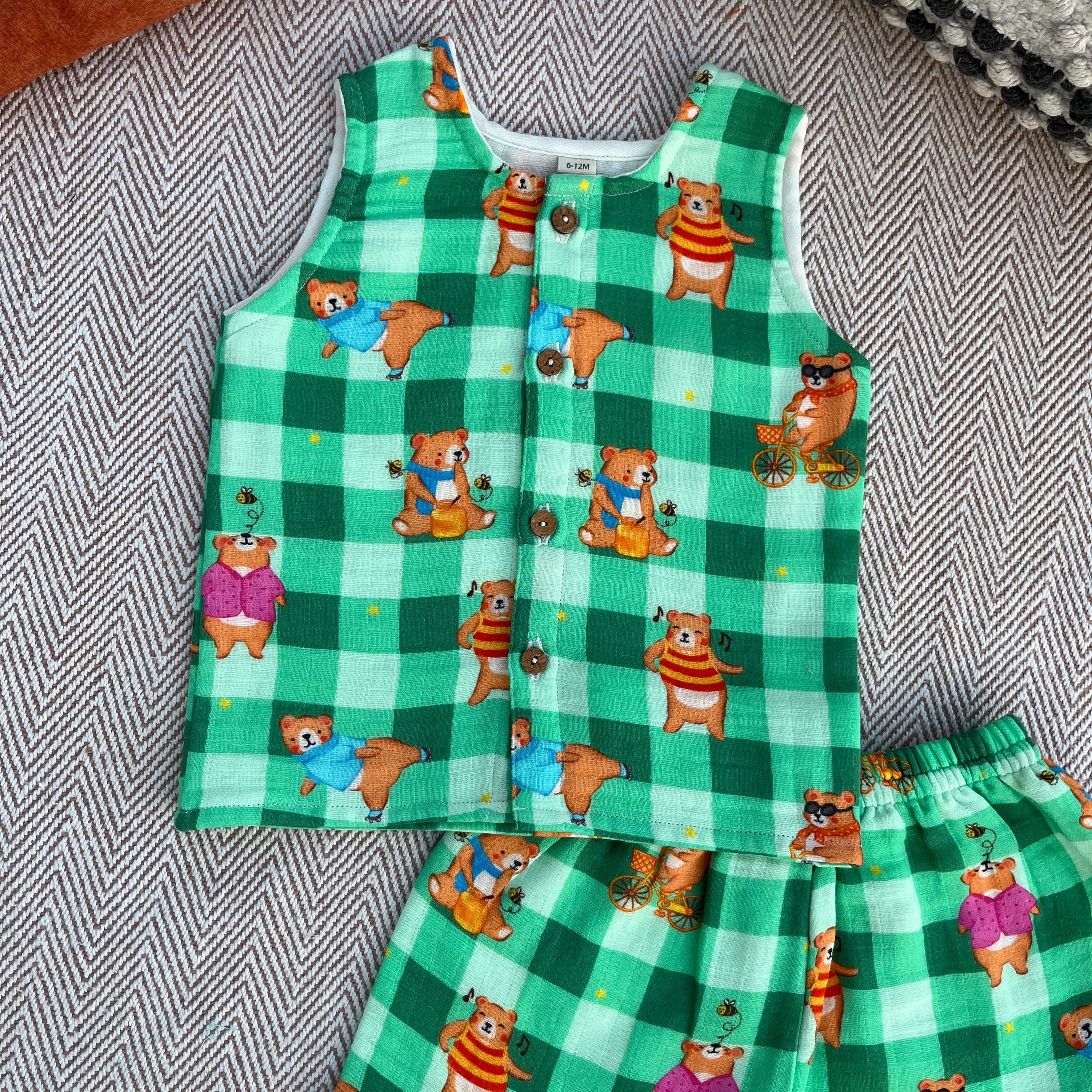 Bear Print Muslin Set