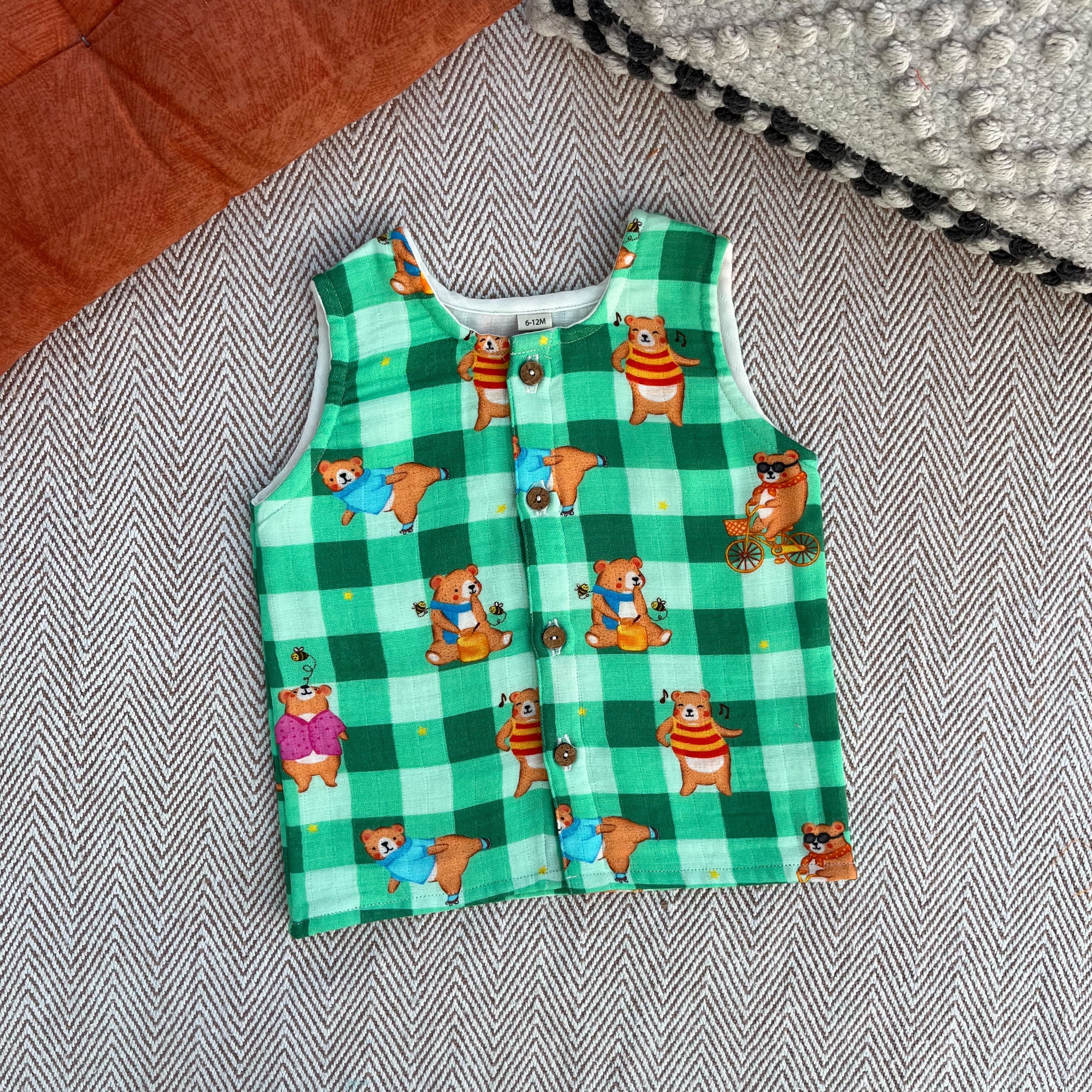 Bear Print Muslin Set