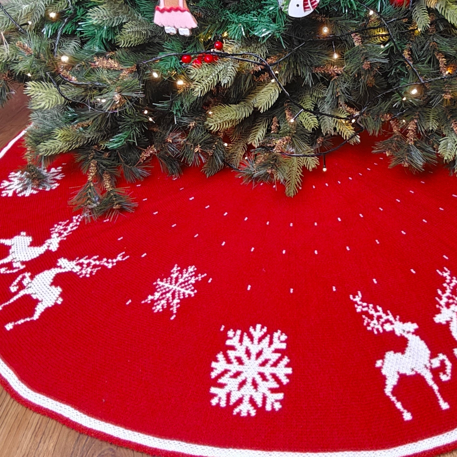 50" Tree Skirt-to-Cape- Snowy Scandinavian Knit