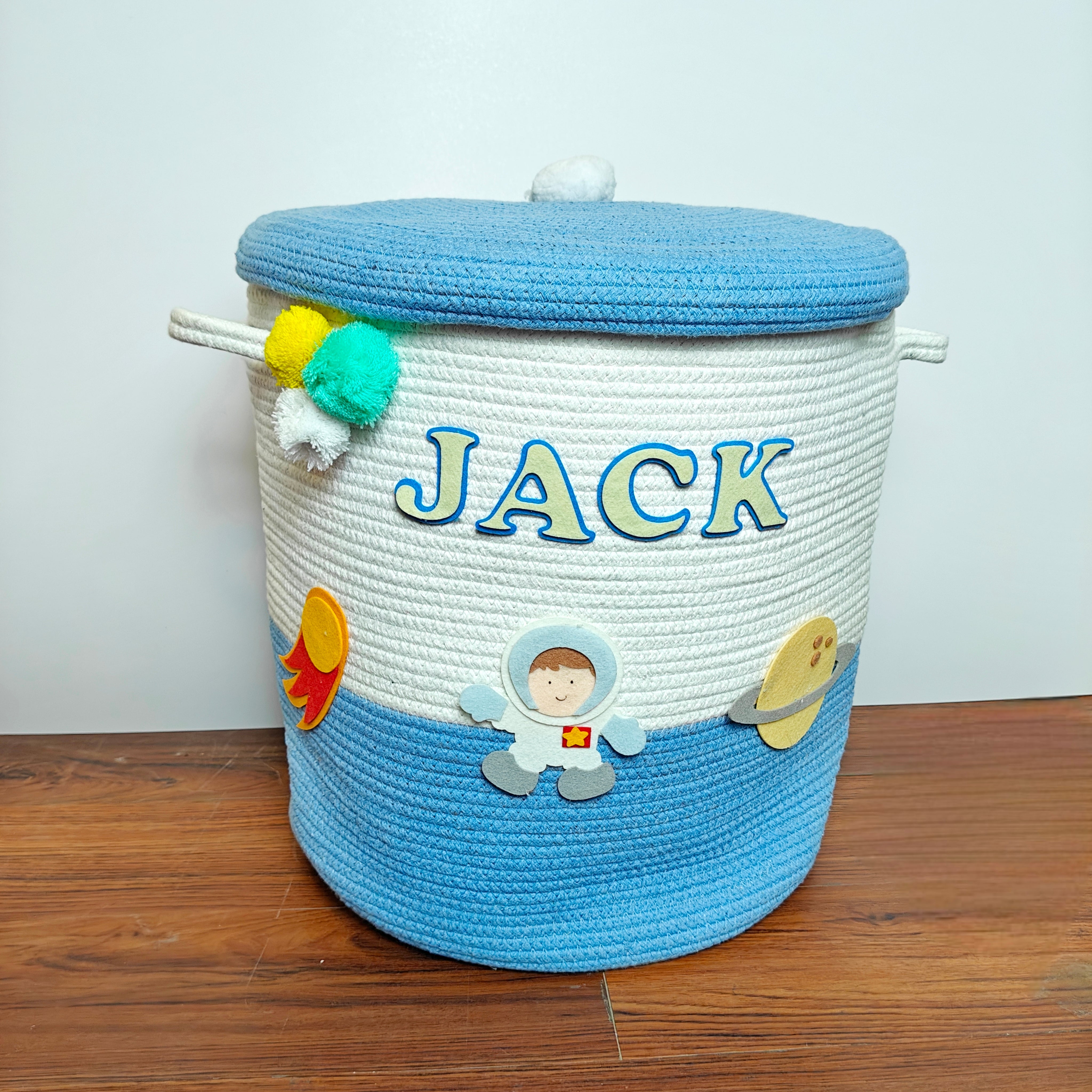 Jute Cotton Storage Basket with Lid - Little Voyager