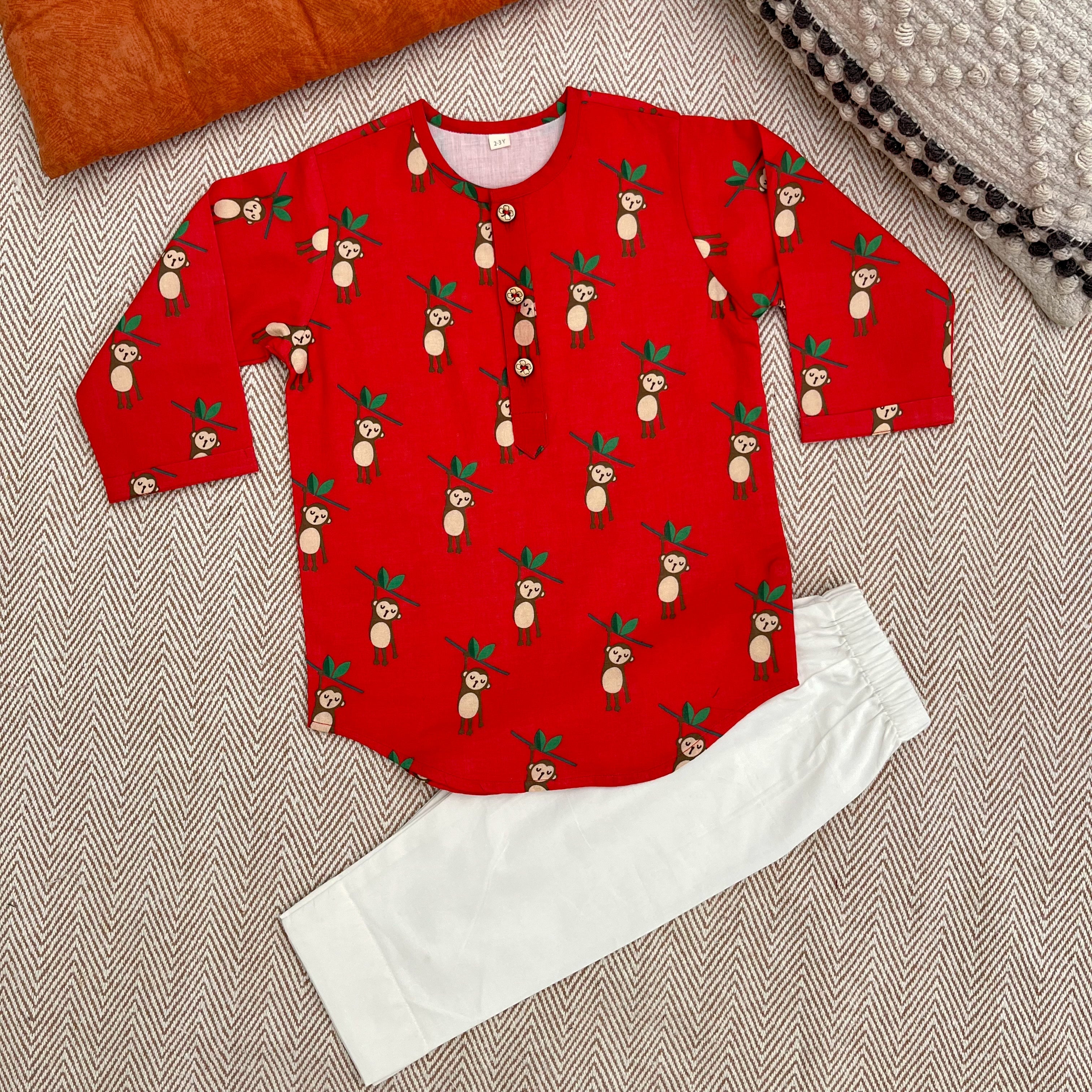 Organic Cotton Unisex Monkey Kurta Set