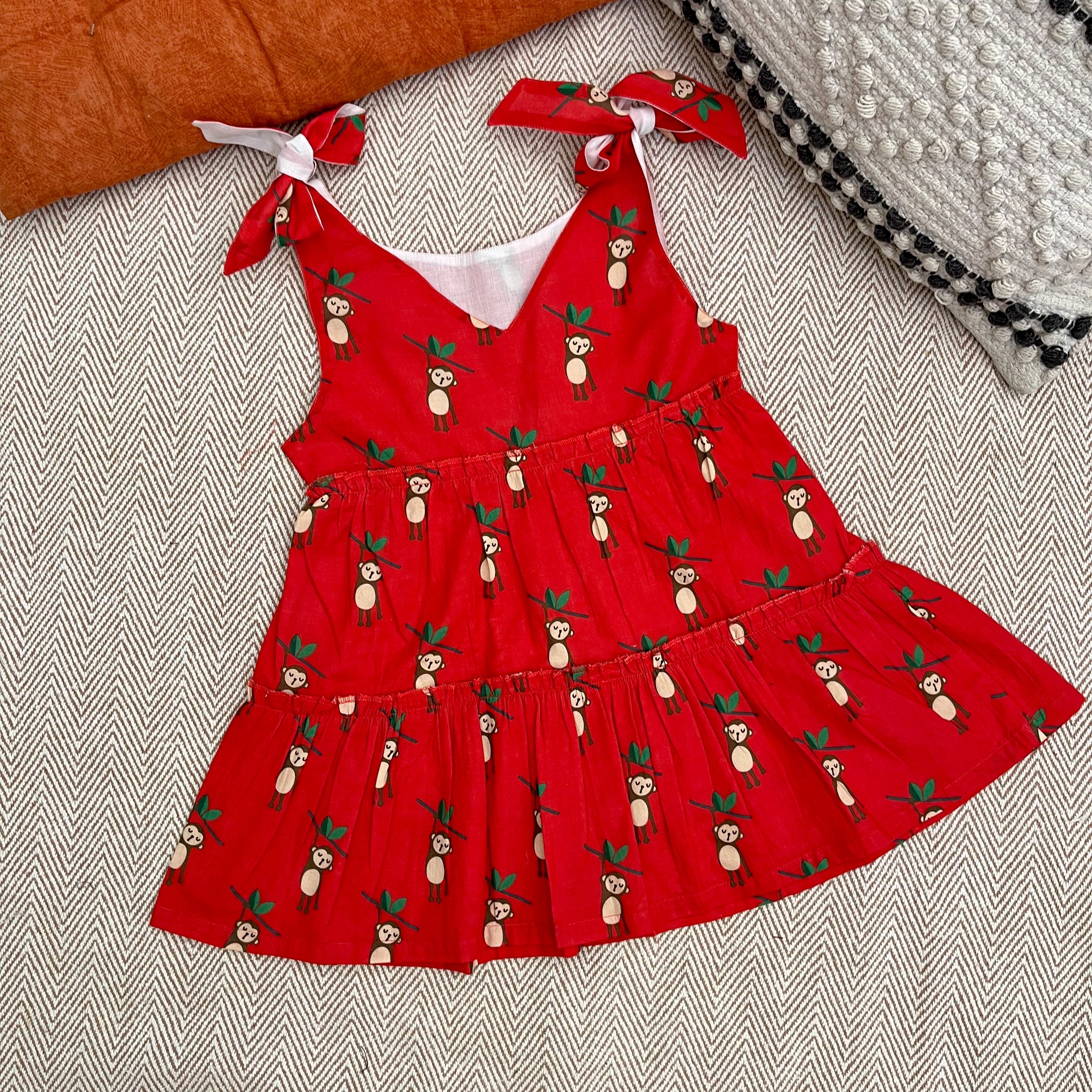 Organic Cotton Frock - Infants and Toddlers - Monkey Print