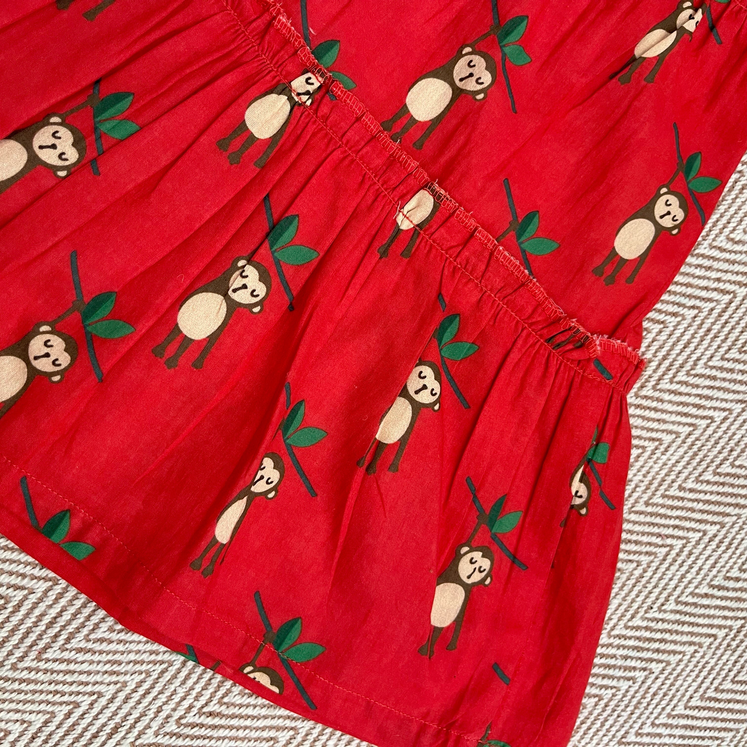 Organic Cotton Frock - Infants and Toddlers - Monkey Print