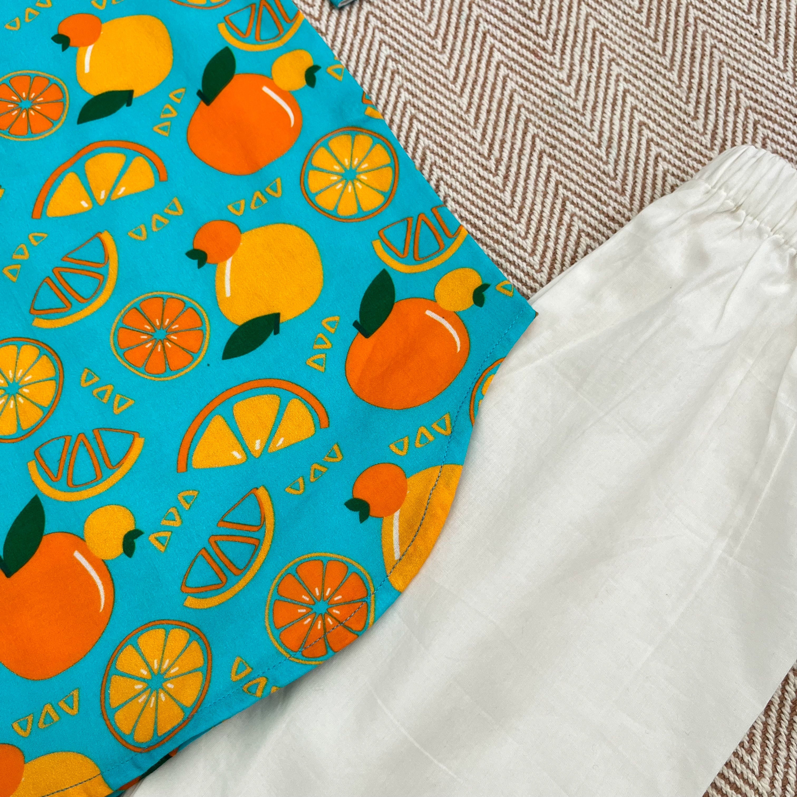 Organic Cotton Unisex 'Dancing Oranges' Kurta Set