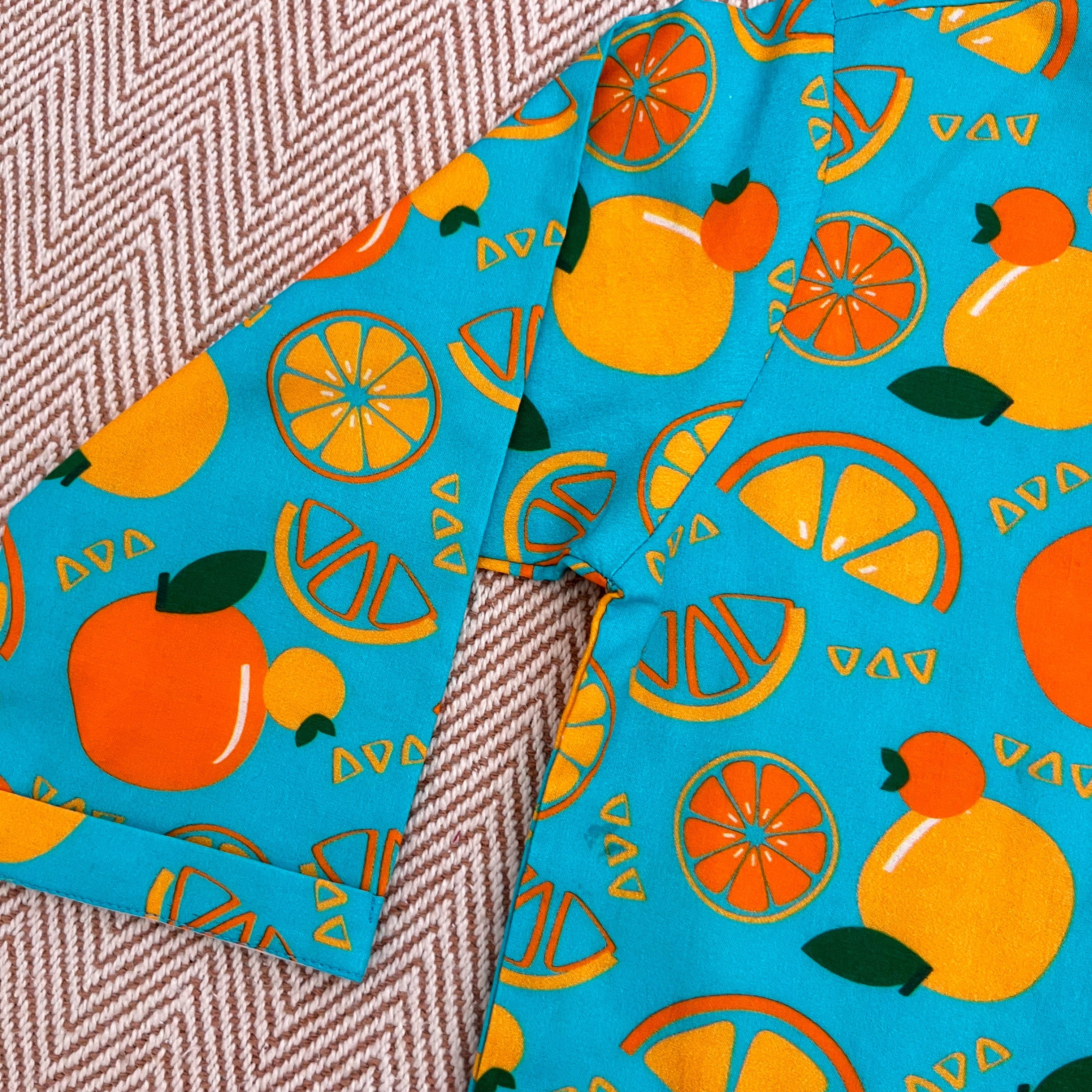 Organic Cotton Unisex 'Dancing Oranges' Kurta Set