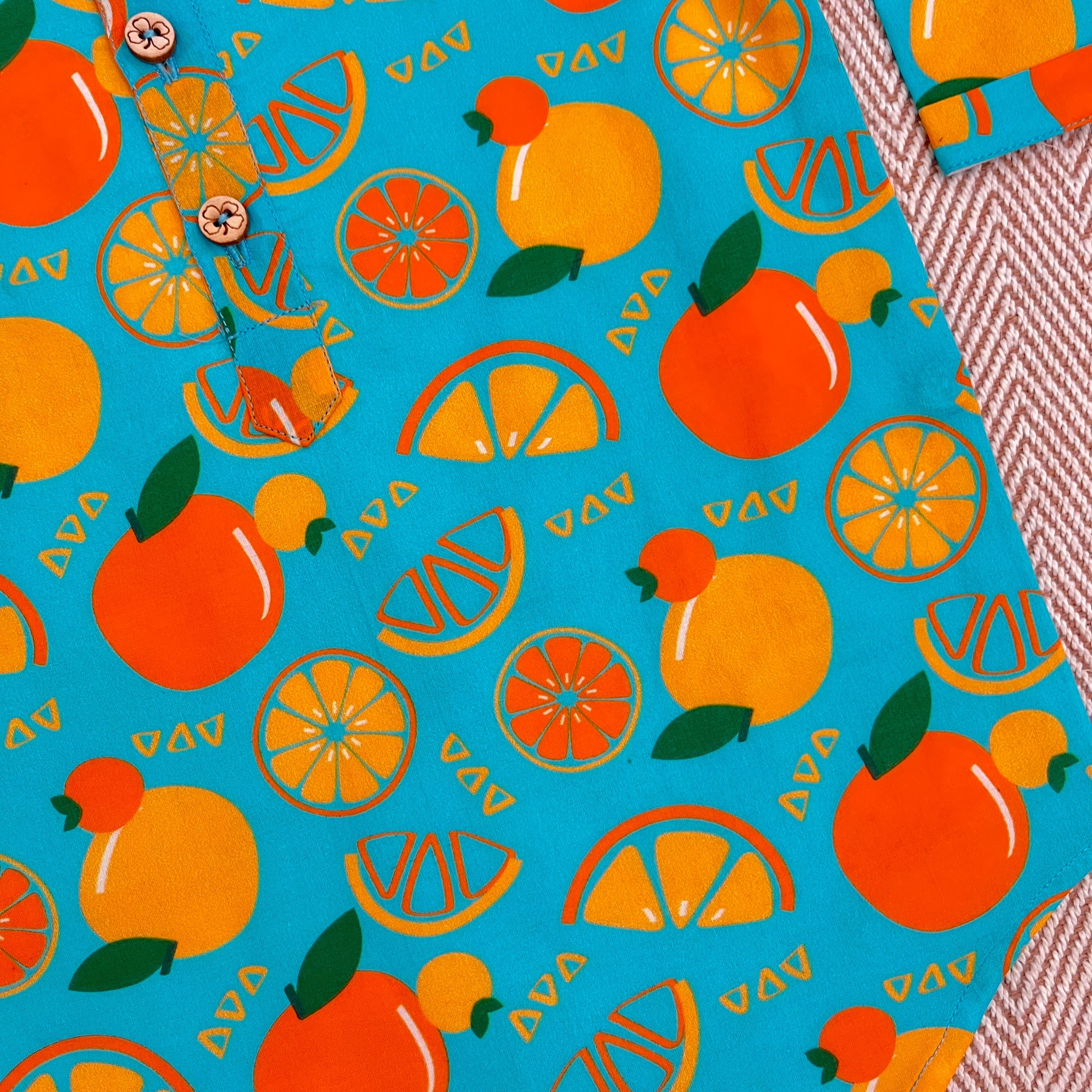 Organic Cotton Unisex 'Dancing Oranges' Kurta Set