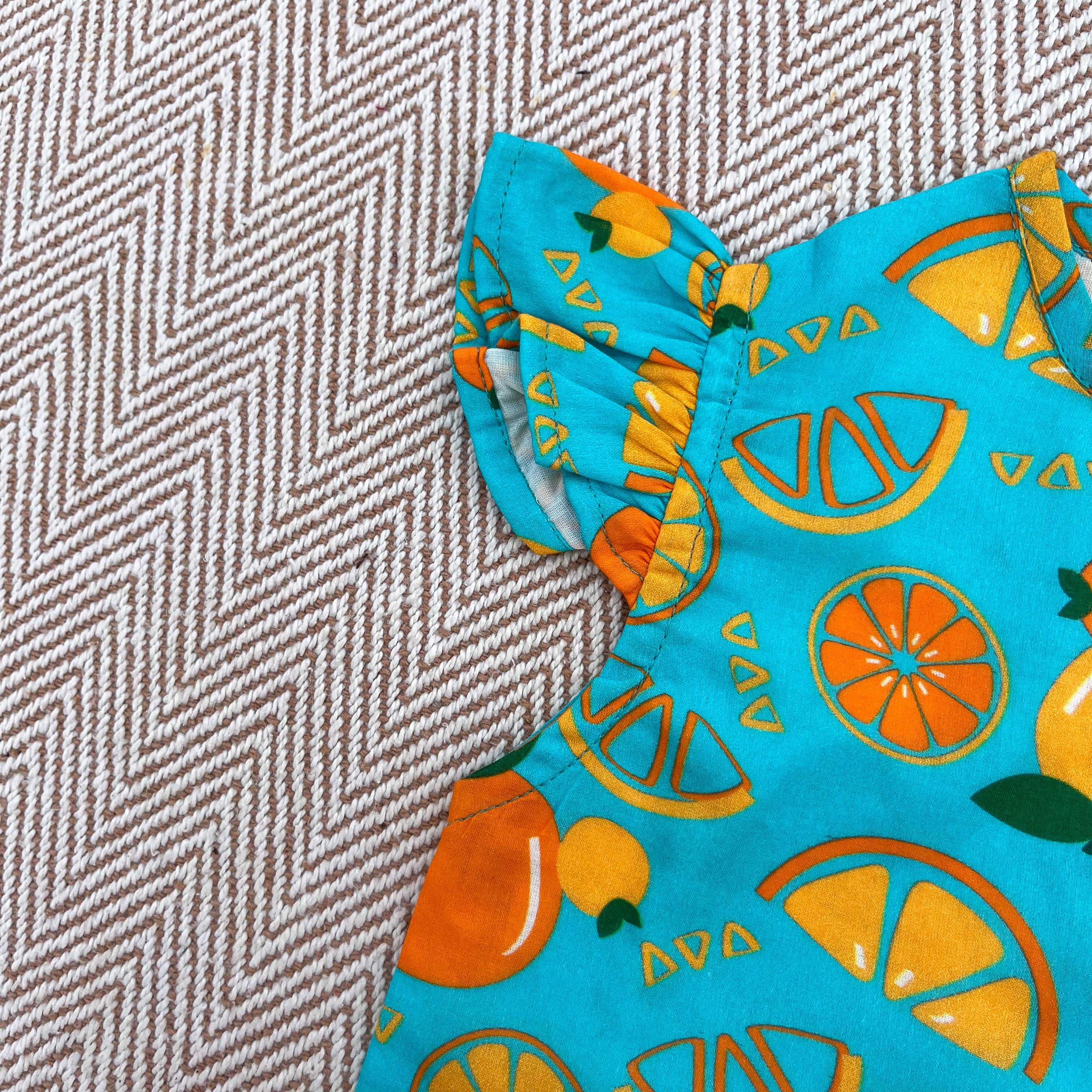 Organic Cotton 'Dancing Oranges' Kurta Set for Girls