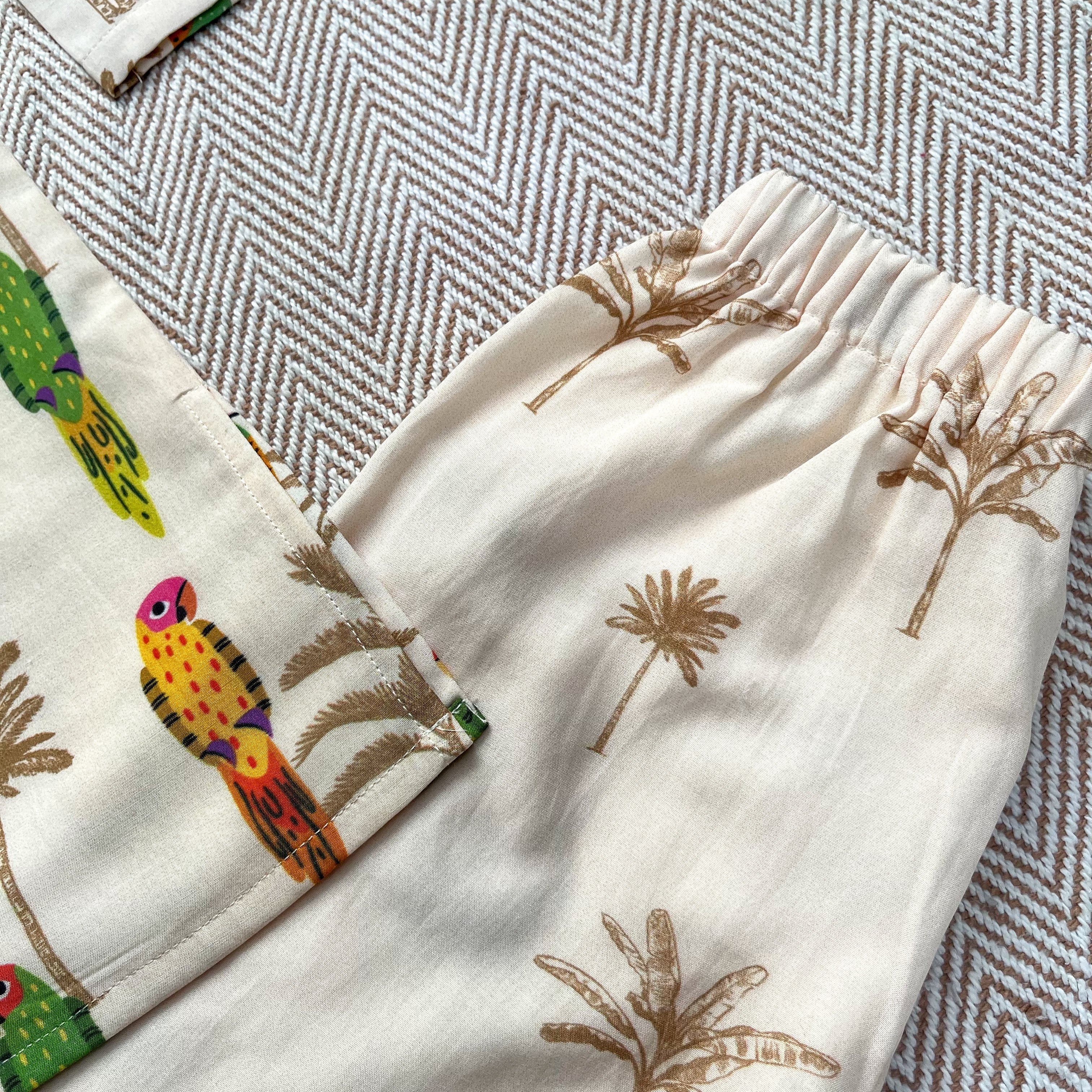 Chanderi 'Parrot Party' Kurta Set for Boys