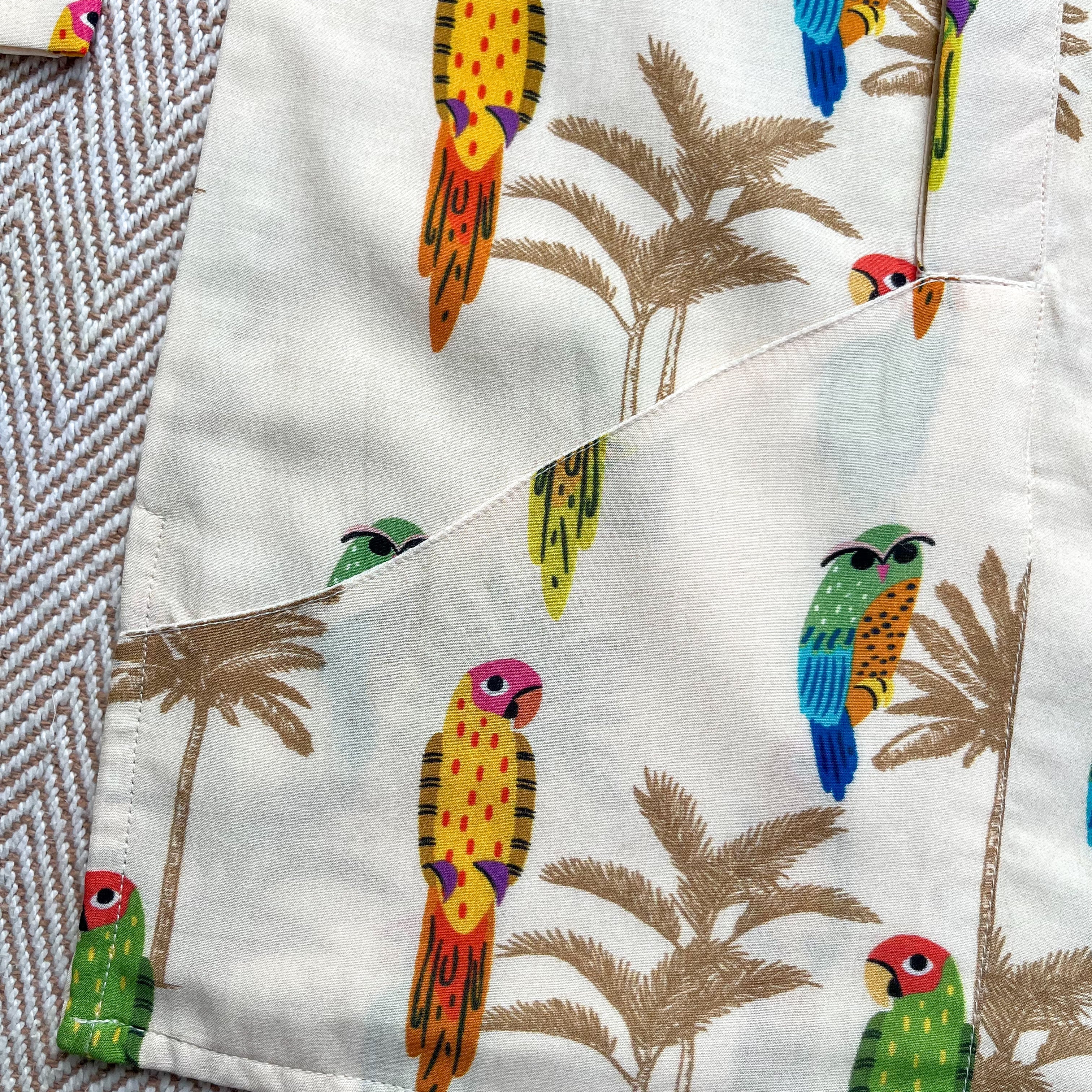 Chanderi 'Parrot Party' Kurta Set for Boys