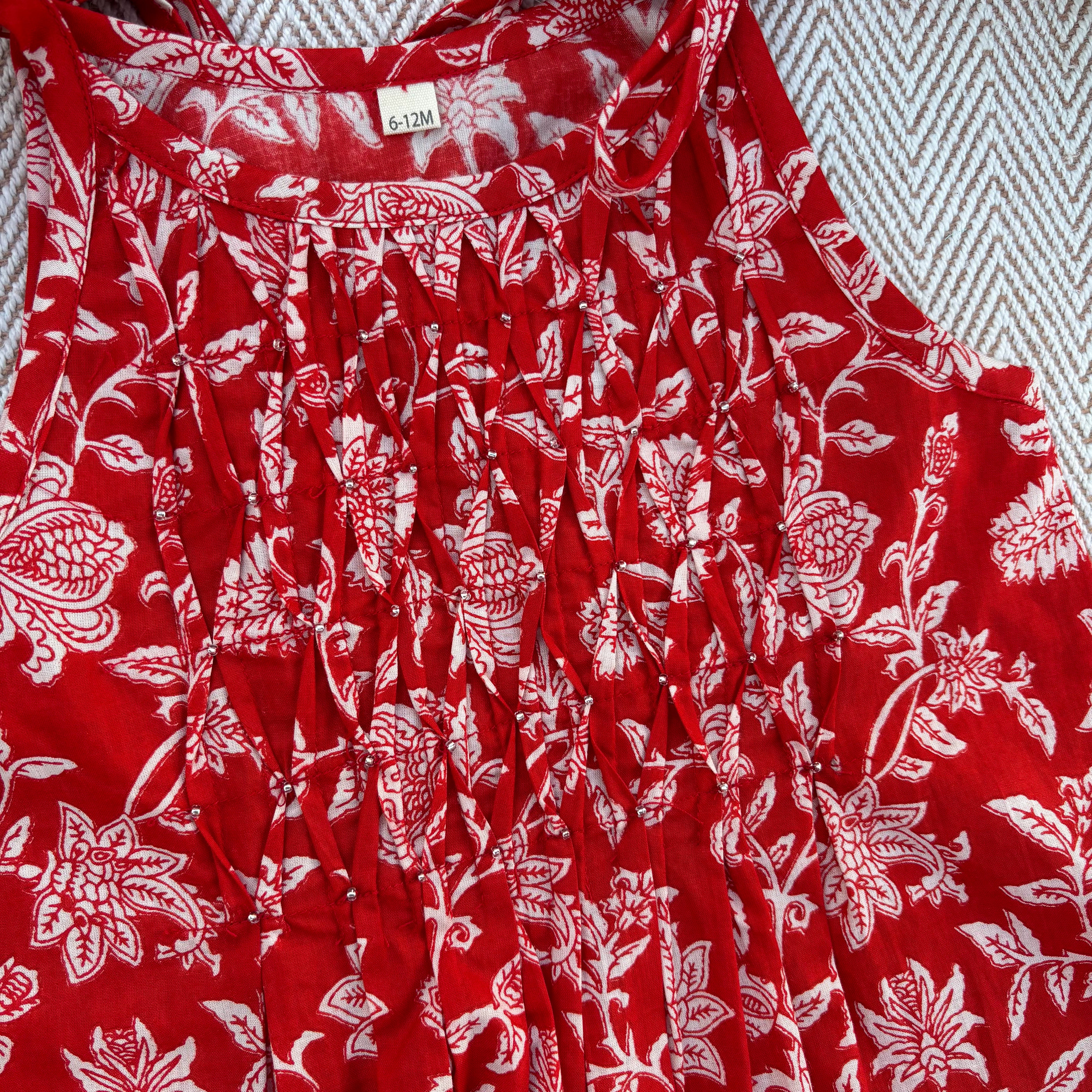 Organic Cotton Red Floral Tie-Up Co-ord Set