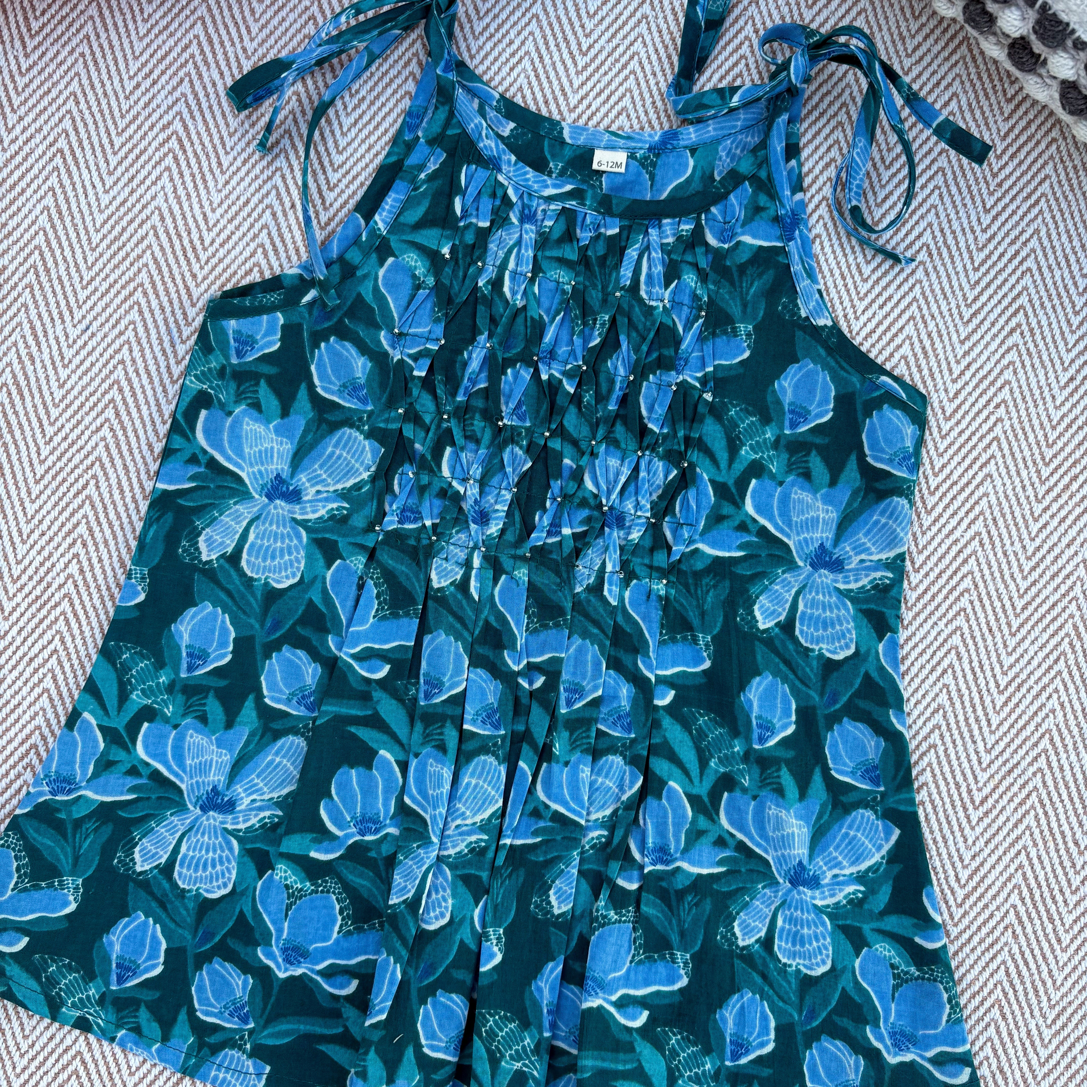 Organic Cotton Blue Floral Tie-Up Co-ord Set