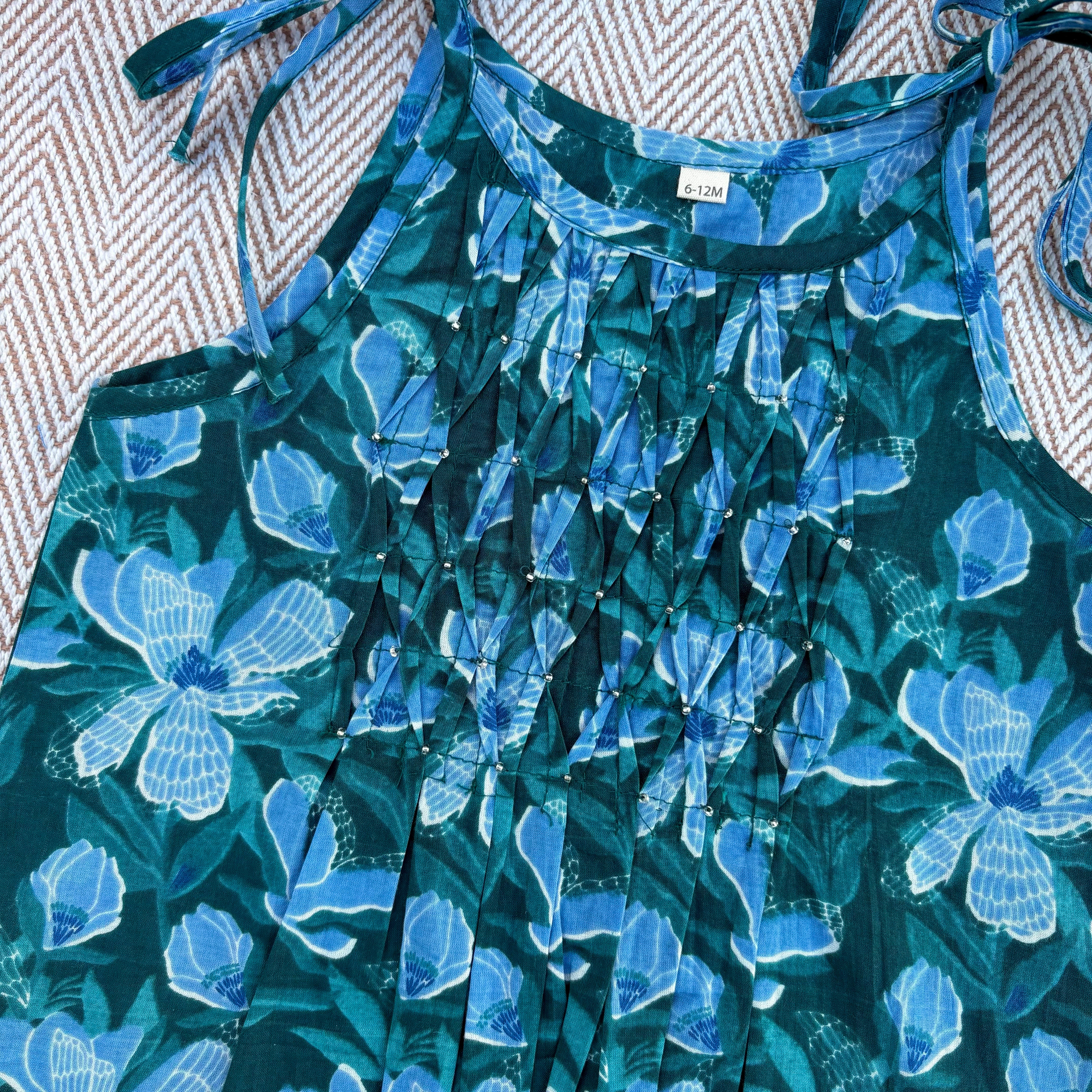 Organic Cotton Blue Floral Tie-Up Co-ord Set
