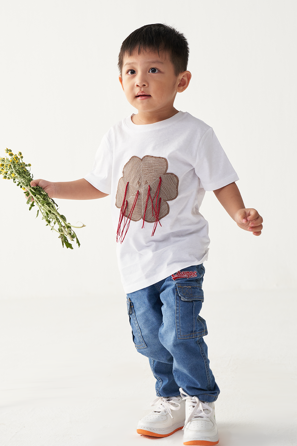 FLORAL FRINGE WHITE T-SHIRT
