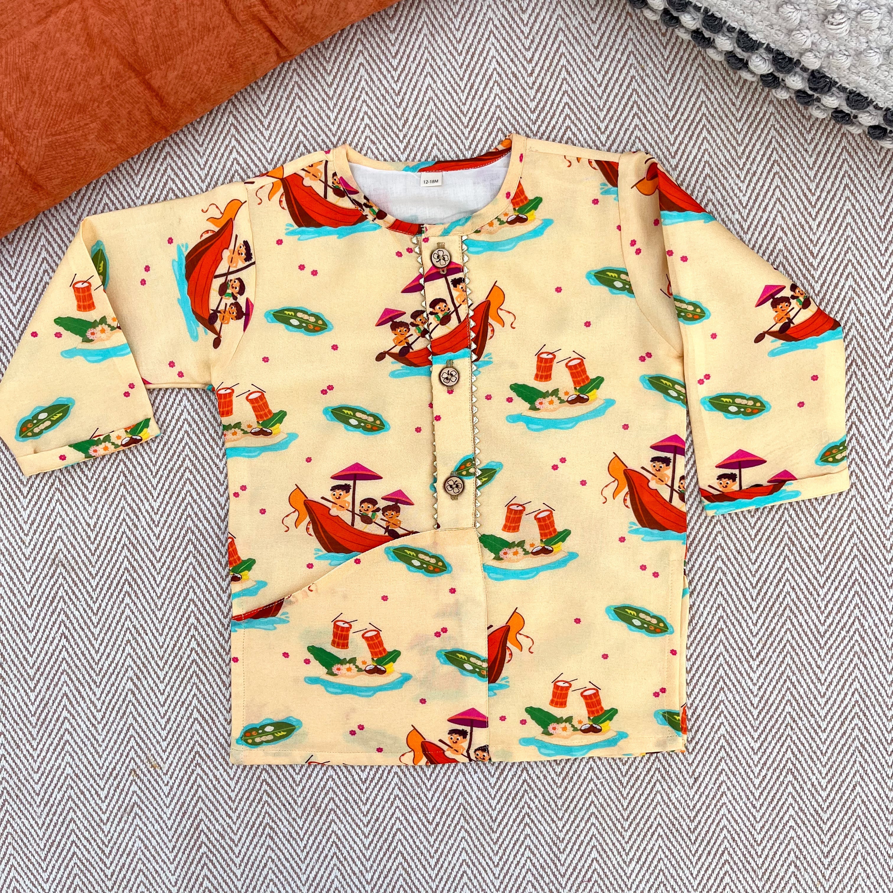 Mul Chanderi "Aaroo, Iro Iro Iro" kurta with Munddu