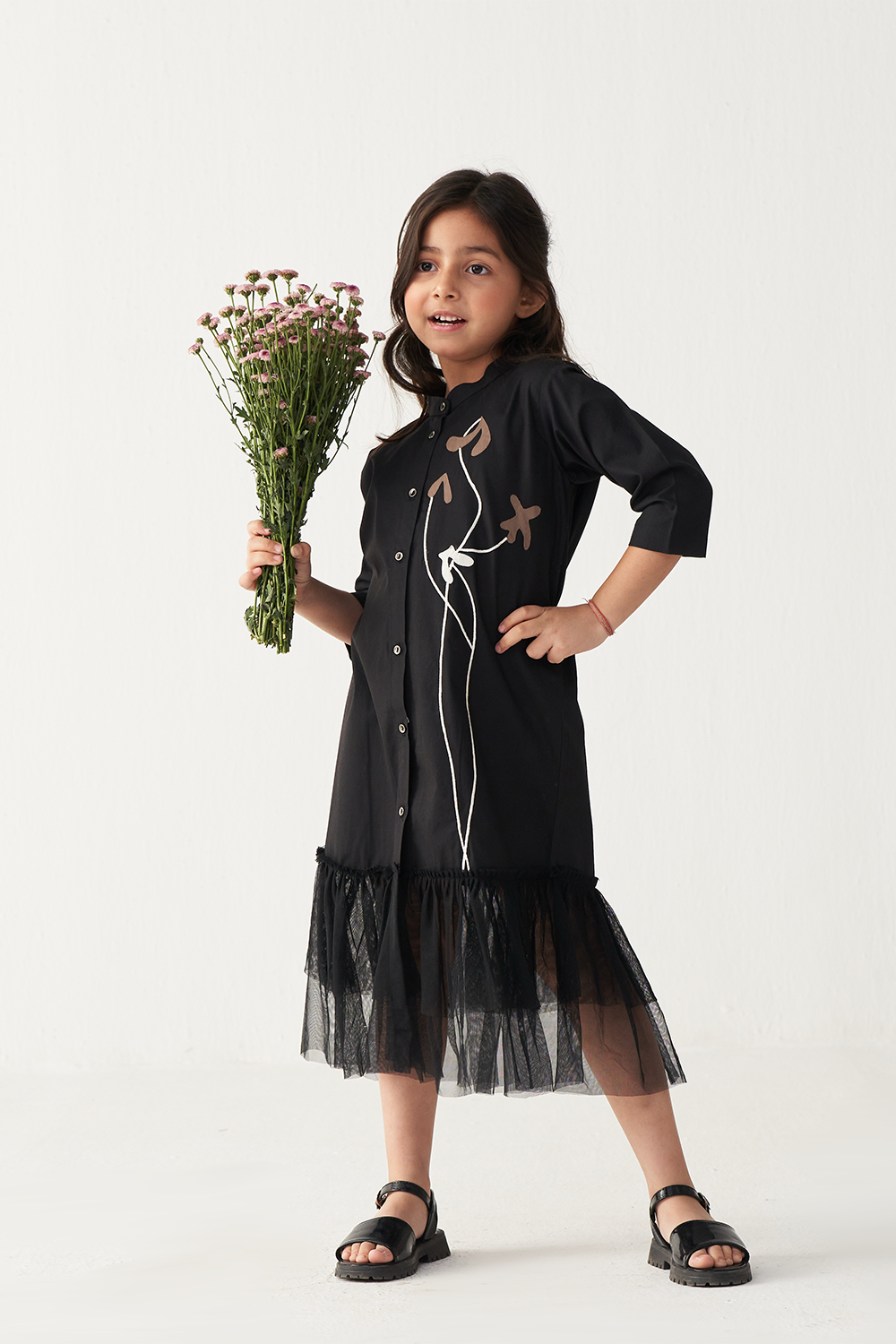 POPPY APPLIQUE FRILL DRESS