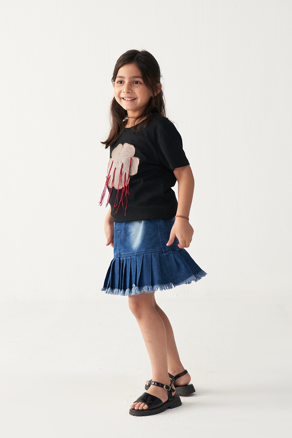 FLORAL FRINGE T-SHIRT
