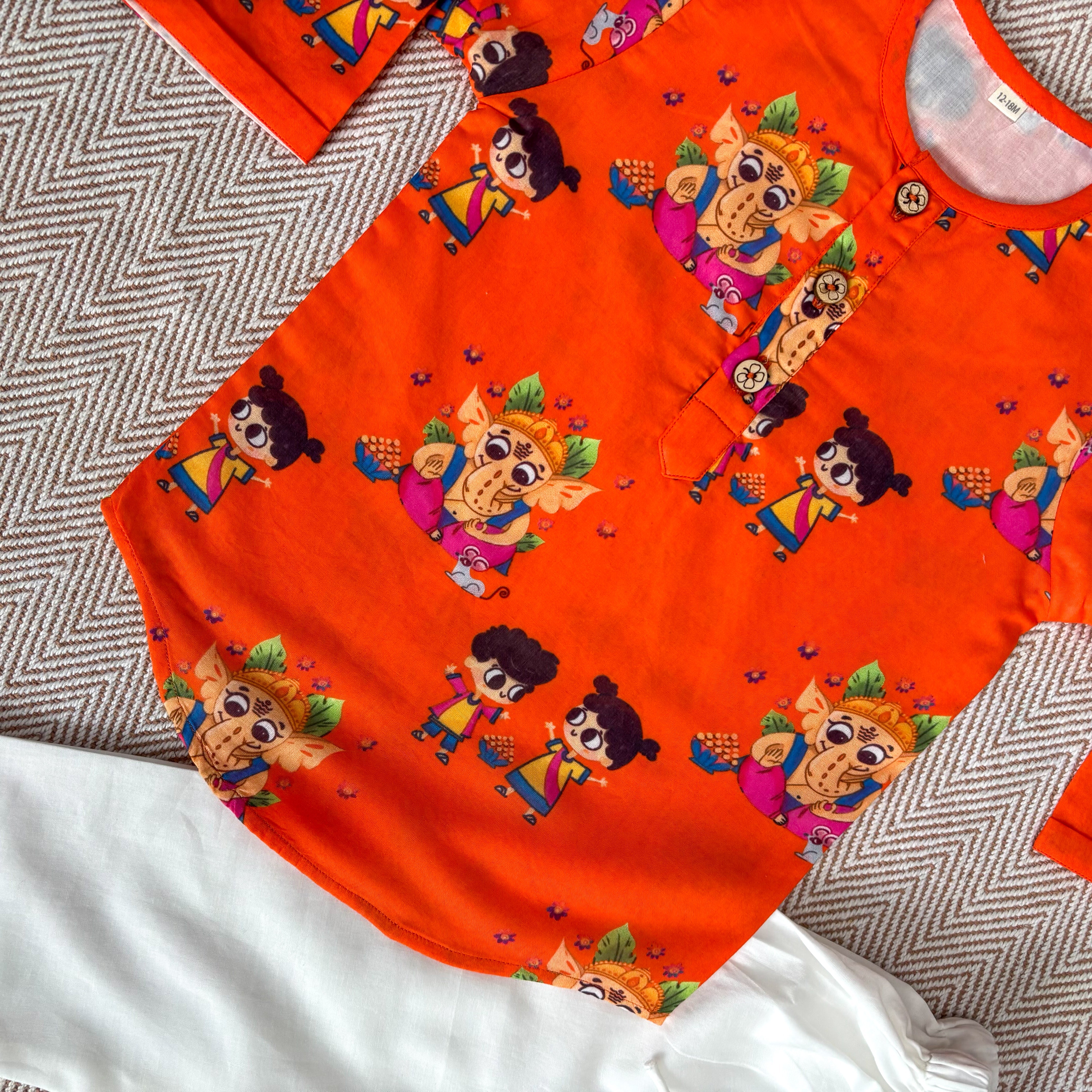 Organic Cotton Unisex 'My Friend Ganesha' Kurta Set